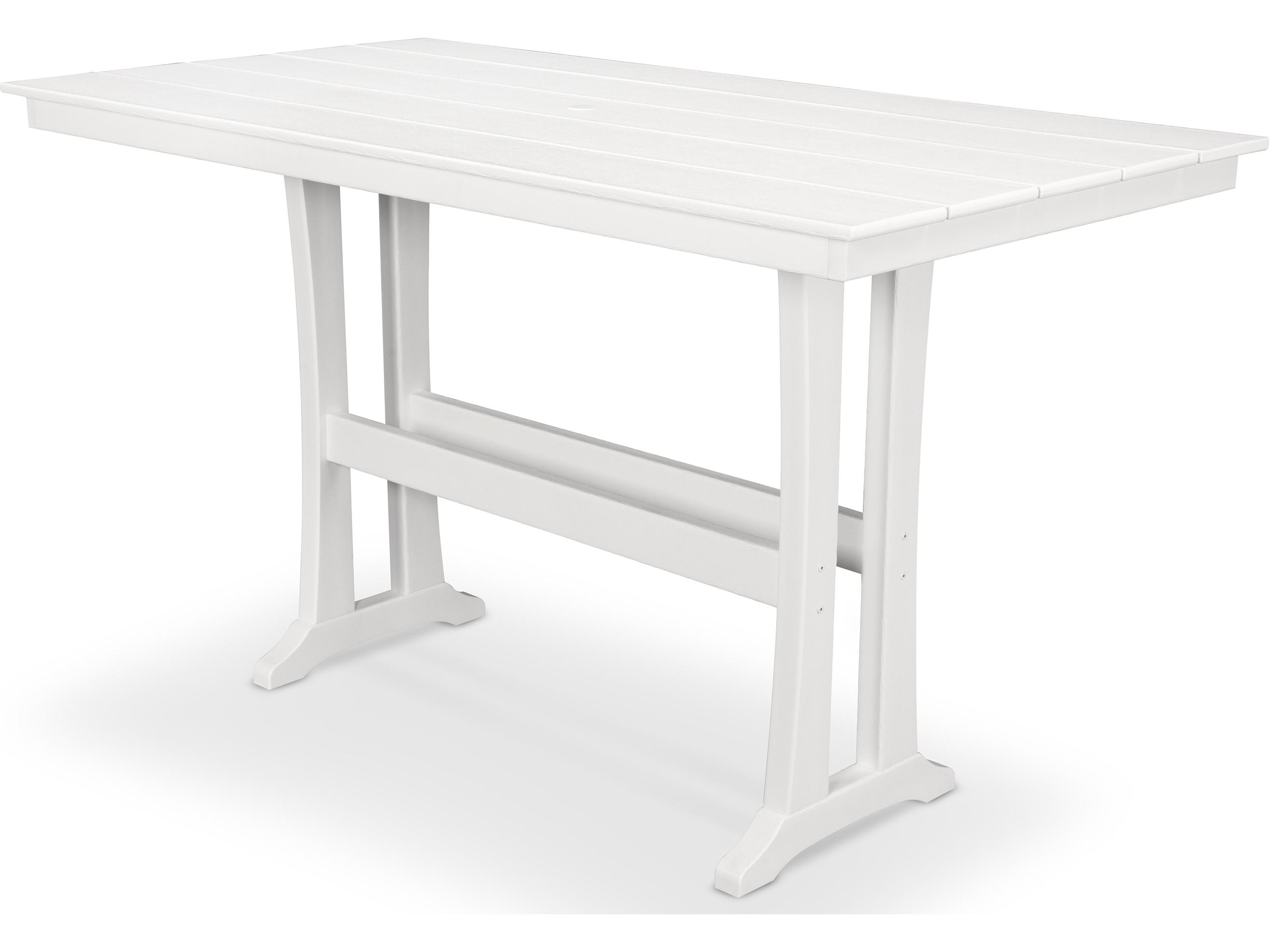 Trex® Outdoor Furniture™ Farmhouse Trestle Recycled Plastic Rectangular Bar Table with Umbrella Hole