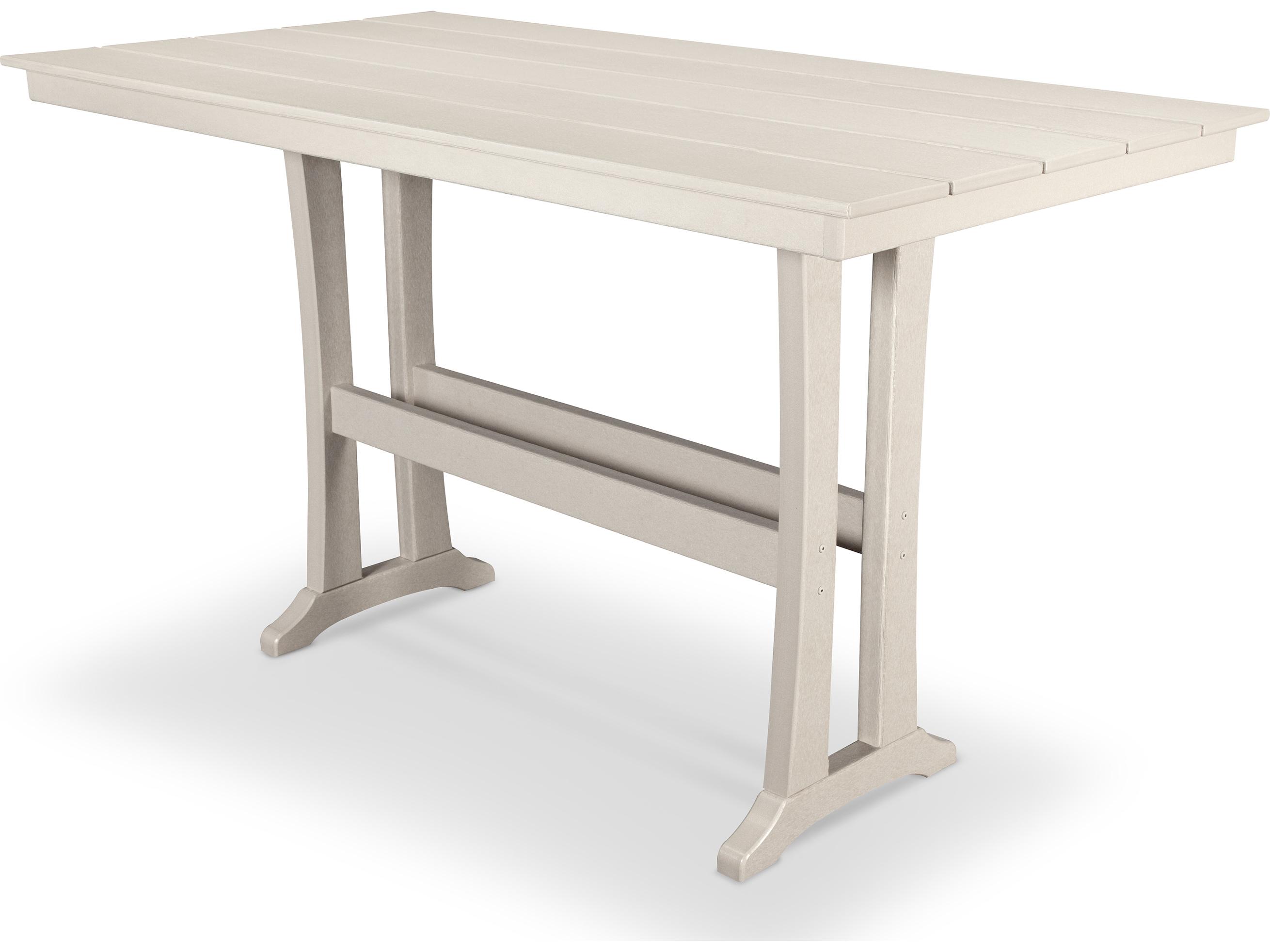 Trex® Outdoor Furniture™ Farmhouse Trestle Recycled Plastic Rectangular Bar Table with Umbrella Hole