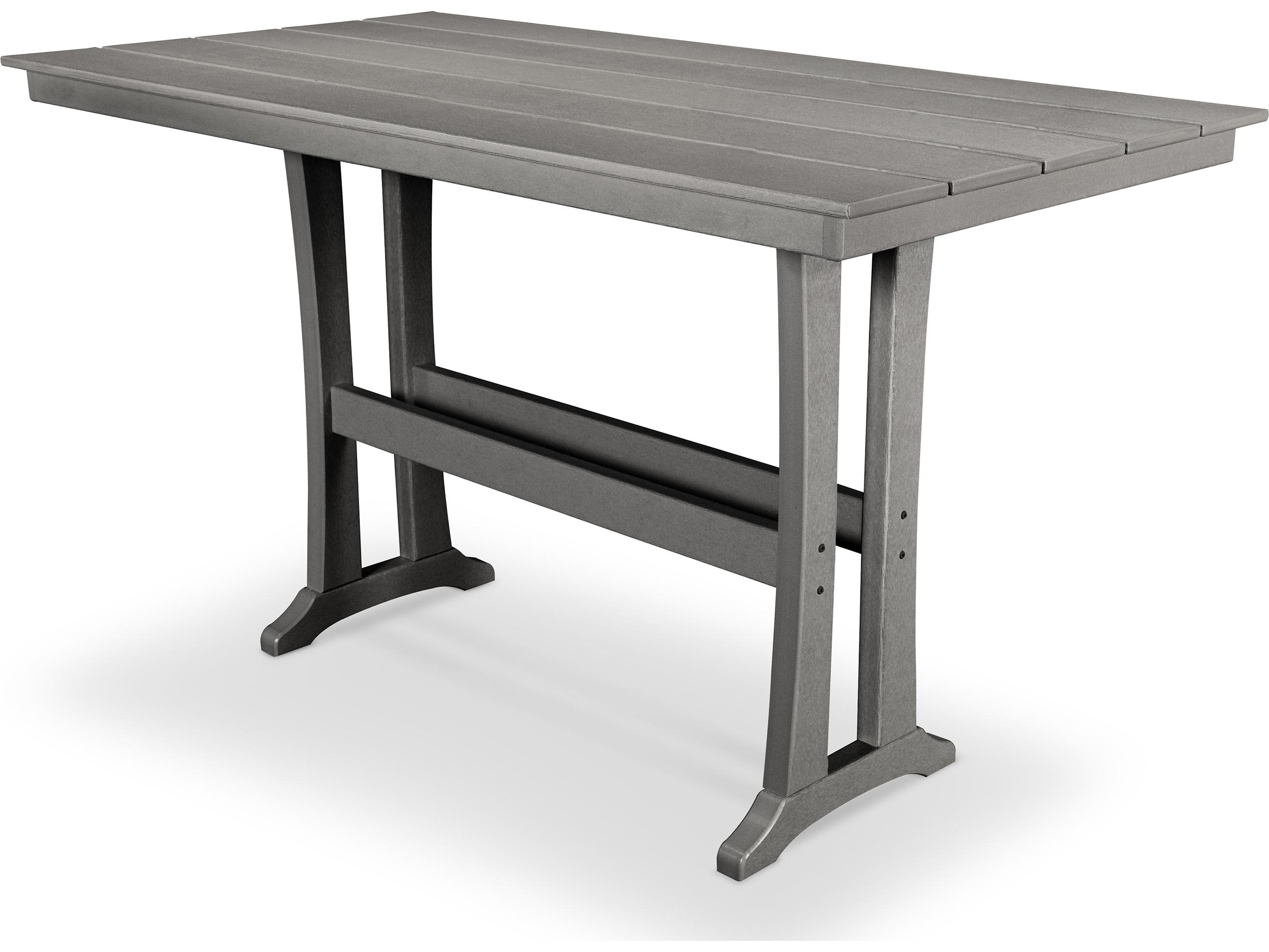 Trex® Outdoor Furniture™ Farmhouse Trestle Recycled Plastic Rectangular Bar Table with Umbrella Hole