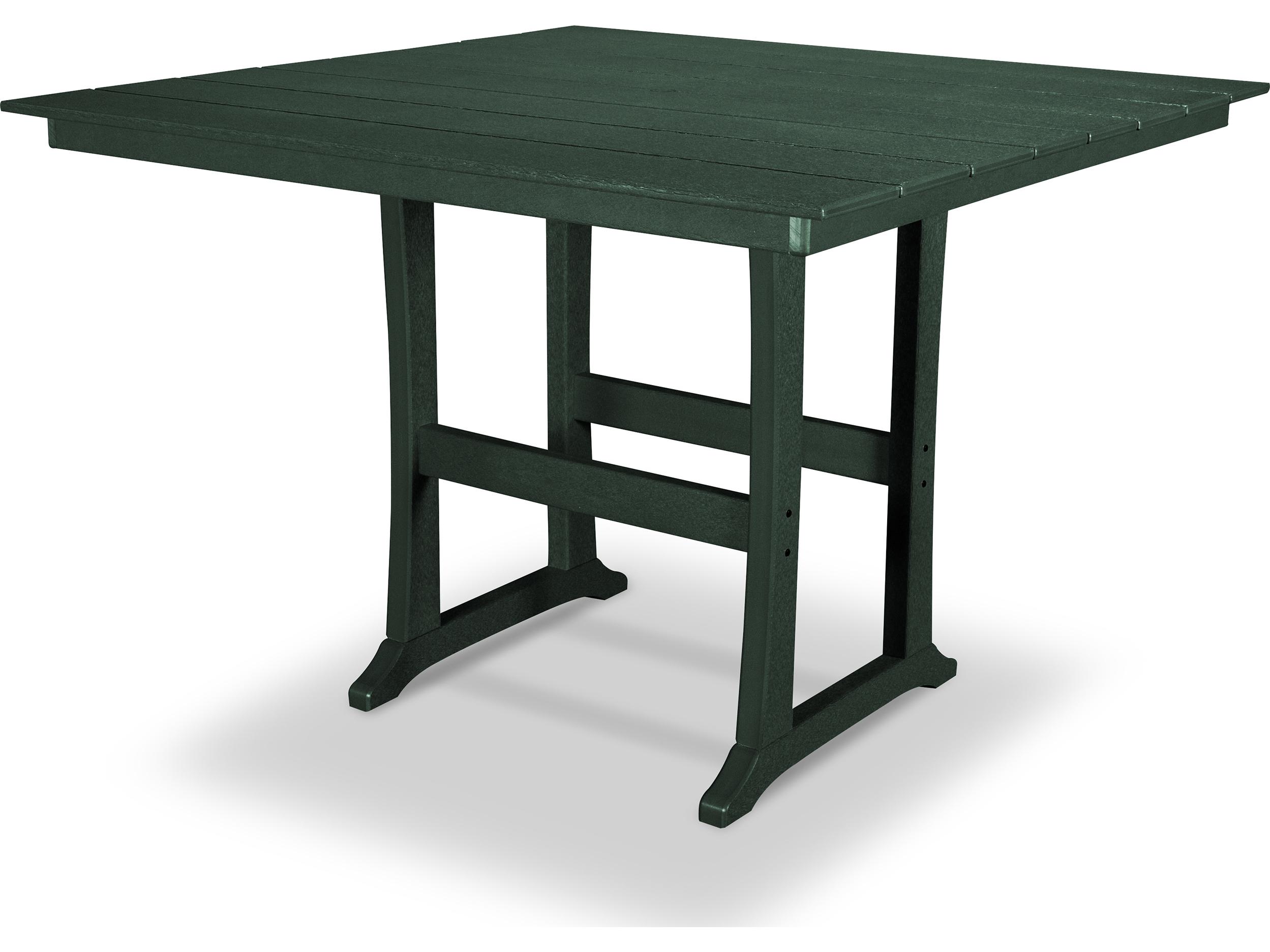 Trex® Outdoor Furniture™ Farmhouse Trestle Recycled Plastic Square Bar Table with Umbrella Hole