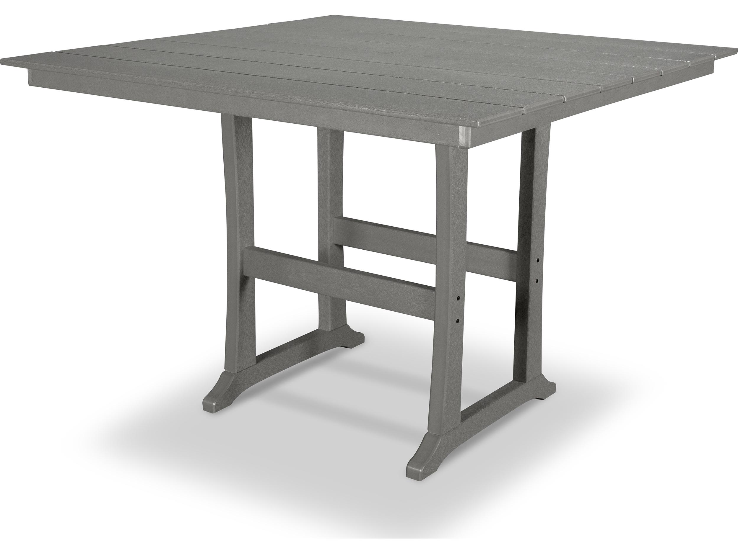 Trex® Outdoor Furniture™ Farmhouse Trestle Recycled Plastic Square Bar Table with Umbrella Hole