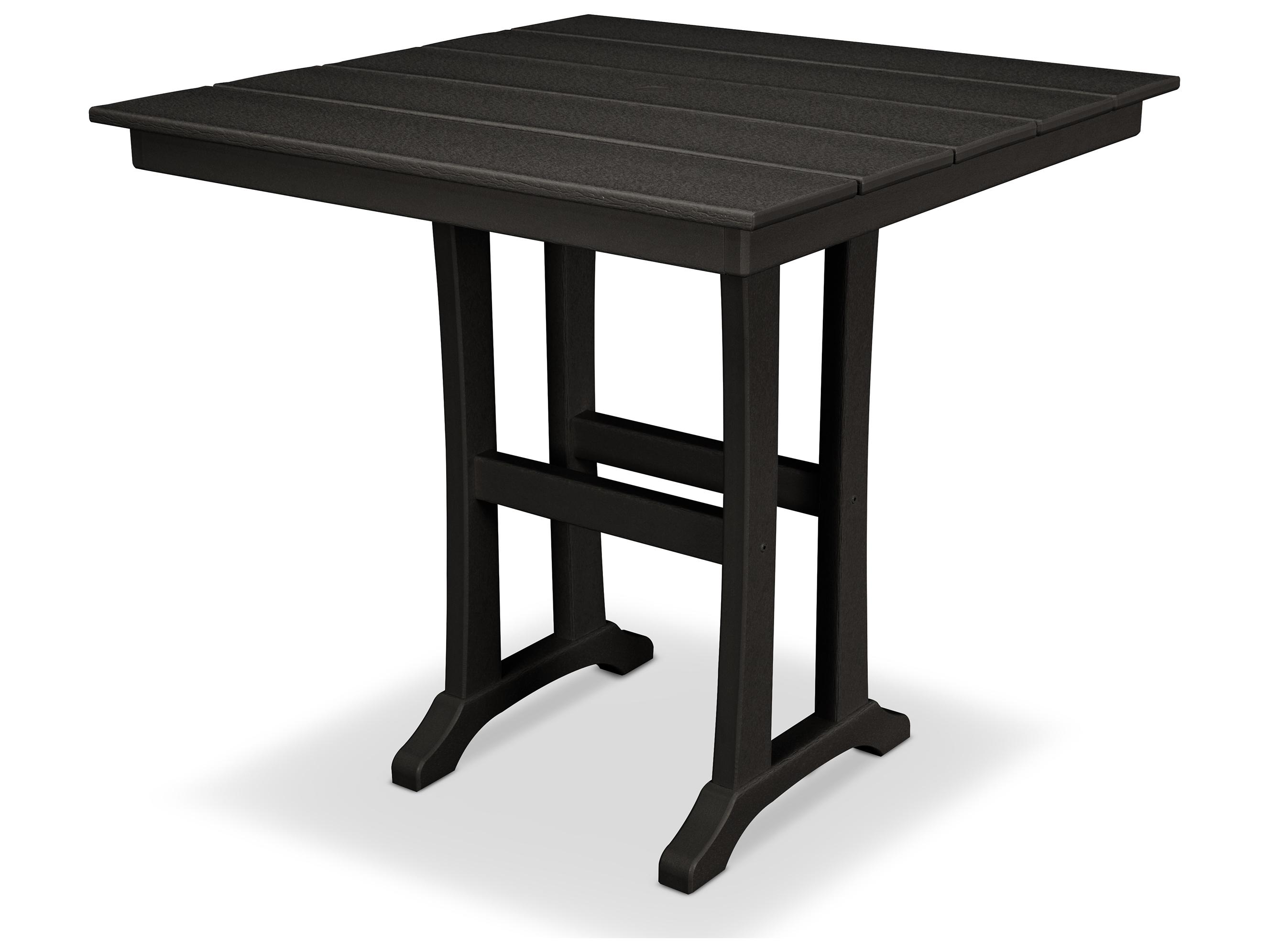Trex® Outdoor Furniture™ Farmhouse Trestle Recycled Plastic Square Counter Table with Umbrella Hole