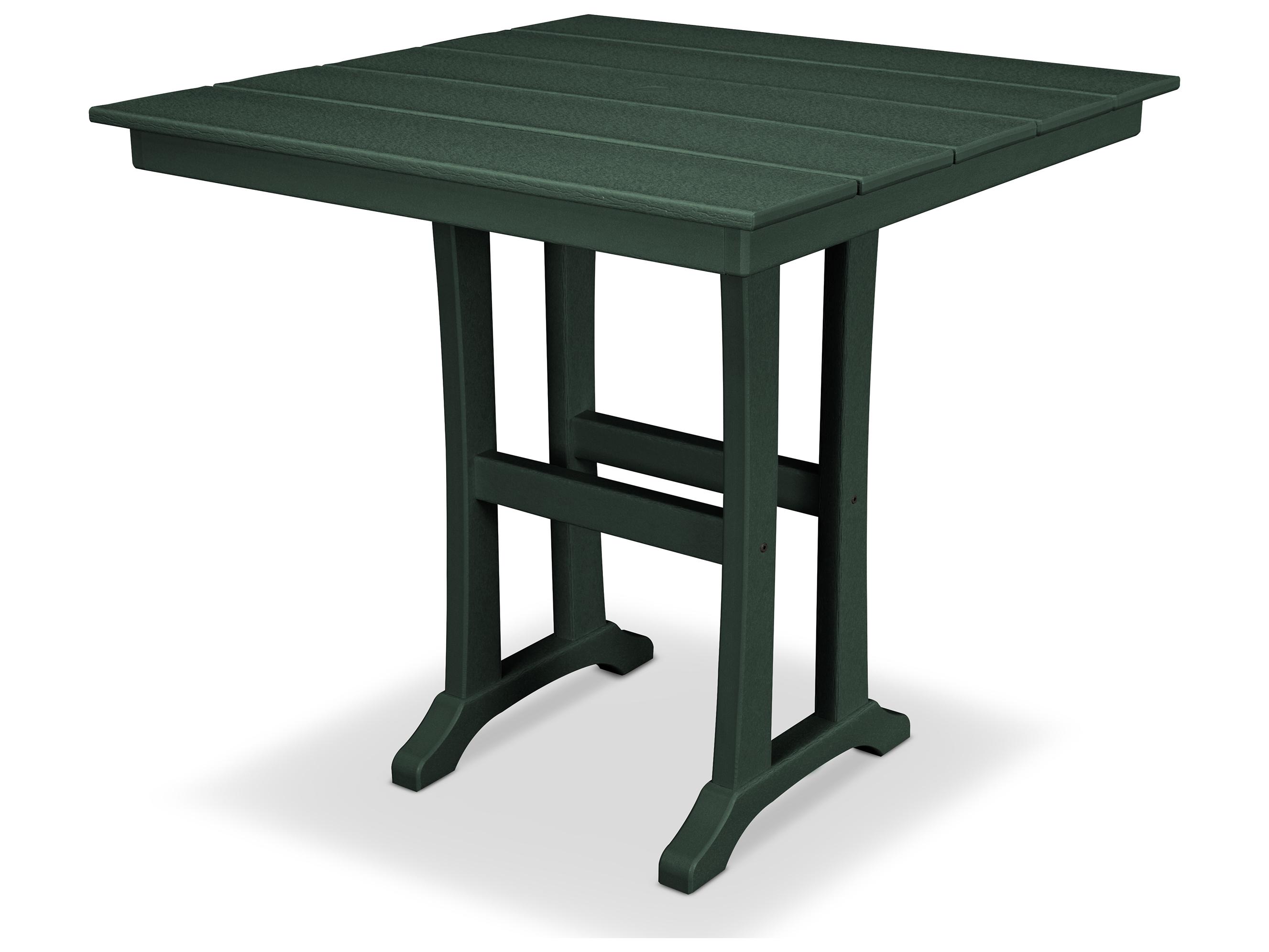 Trex® Outdoor Furniture™ Farmhouse Trestle Recycled Plastic Square Counter Table with Umbrella Hole
