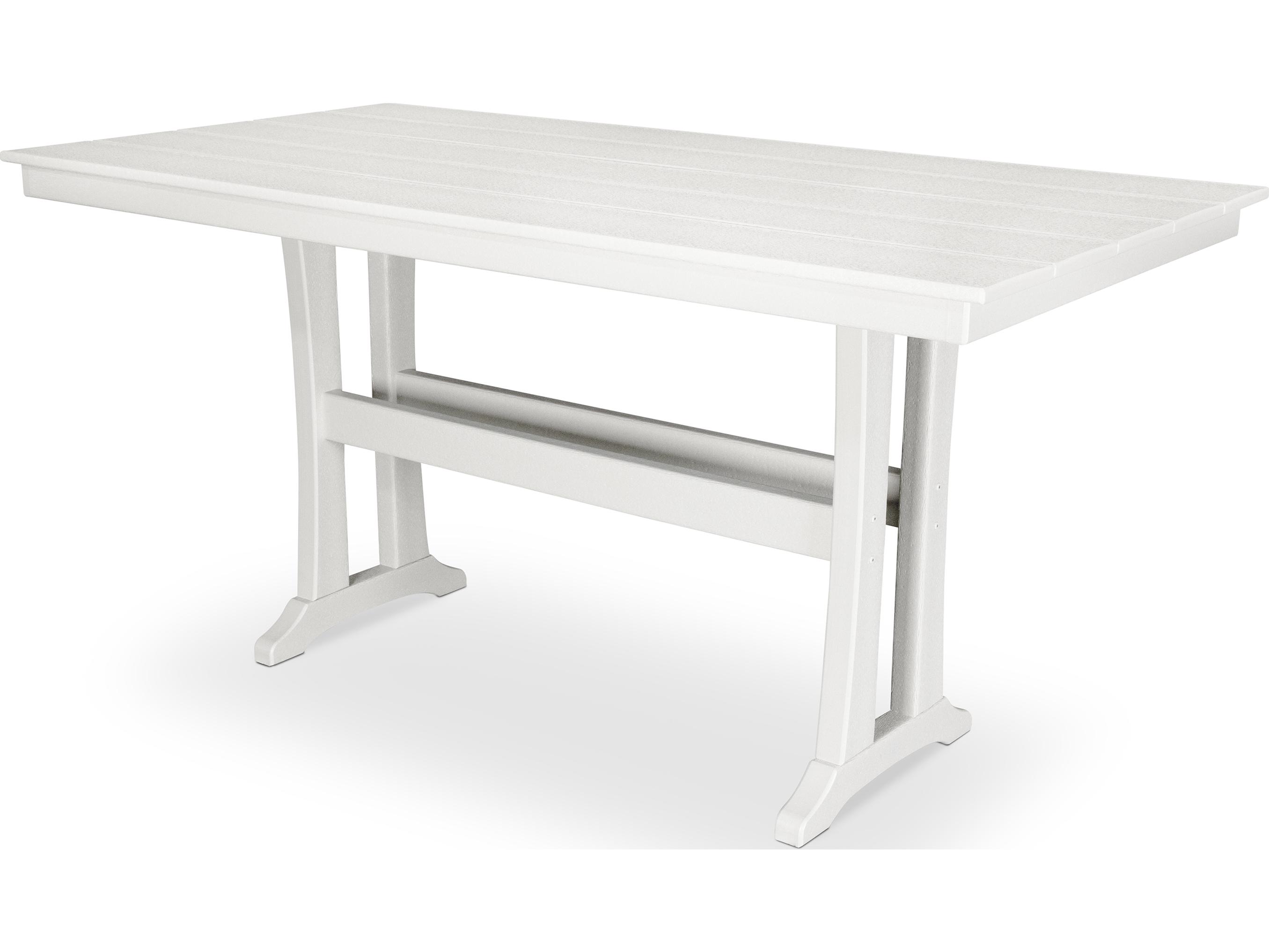 Trex® Outdoor Furniture™ Farmhouse Trestle Recycled Plastic Rectangular Counter Table with Umbrella Hole