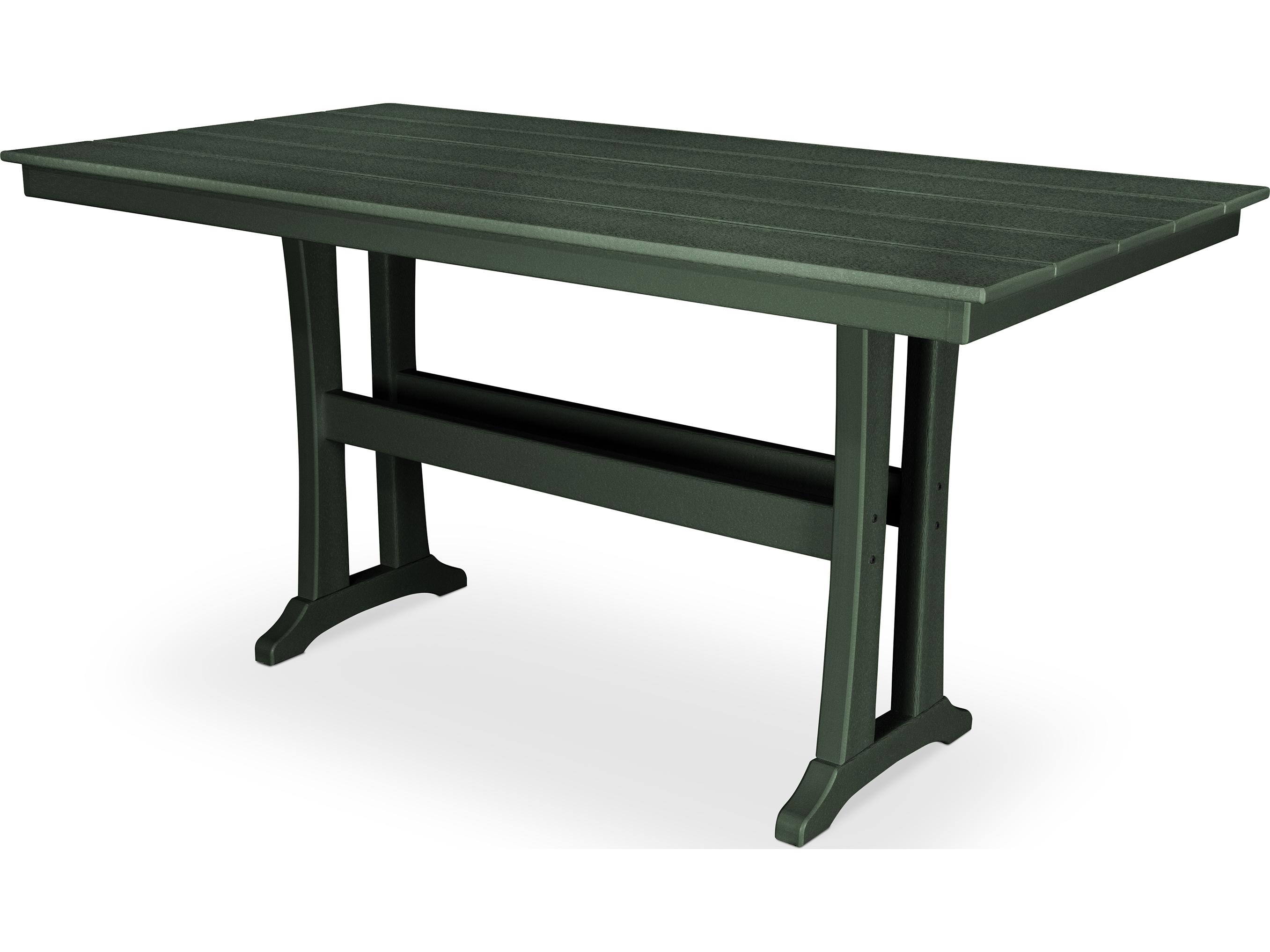 Trex® Outdoor Furniture™ Farmhouse Trestle Recycled Plastic Rectangular Counter Table with Umbrella Hole