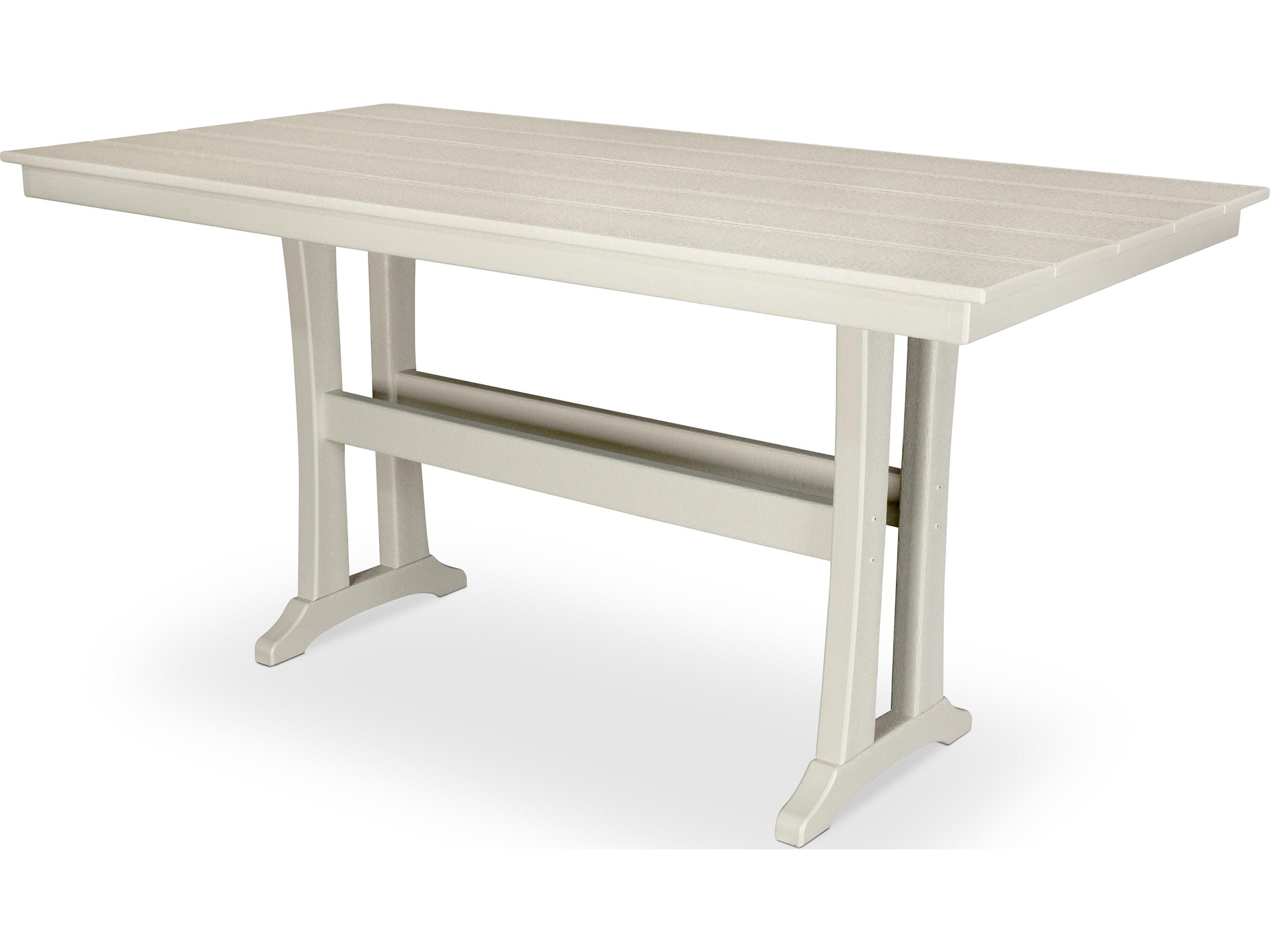 Trex® Outdoor Furniture™ Farmhouse Trestle Recycled Plastic Rectangular Counter Table with Umbrella Hole