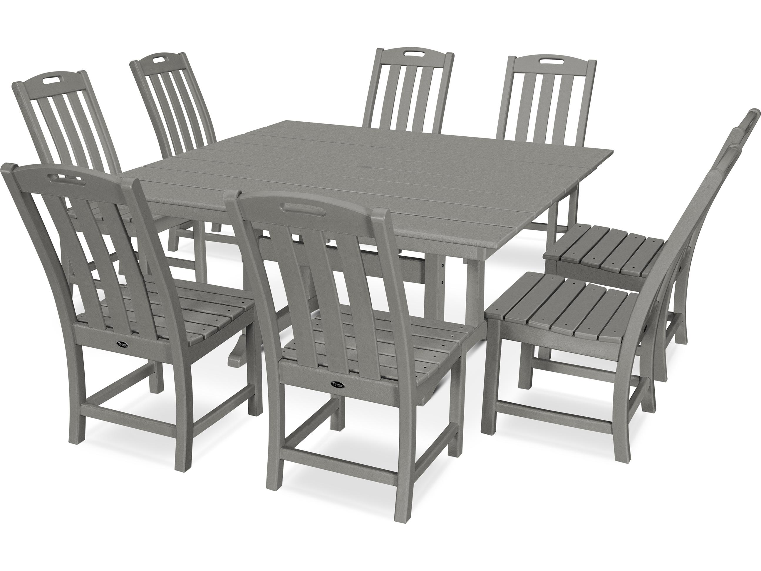 Trex® Outdoor Furniture™ Yacht Club Recycled Plastic 9 Piece Farmhouse Trestle Dining Set