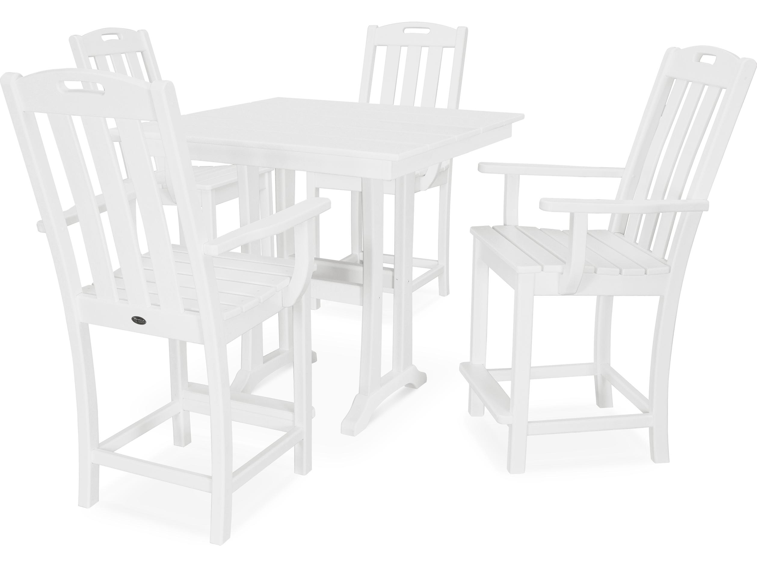 Trex® Outdoor Furniture™ Yacht Club Recycled Plastic 5 Piece Farmhouse Trestle Counter Set