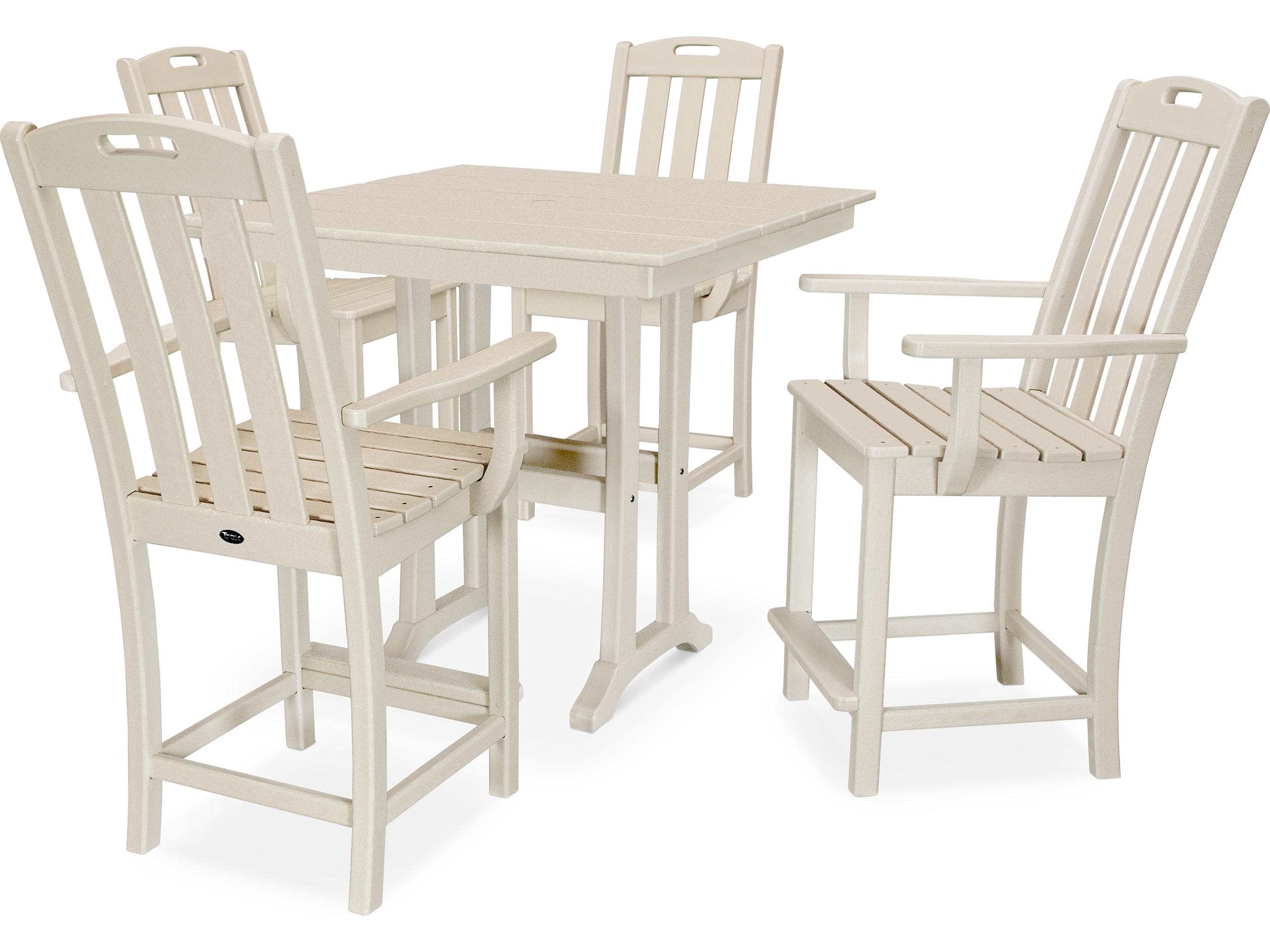 Trex® Outdoor Furniture™ Yacht Club Recycled Plastic 5 Piece Farmhouse Trestle Counter Set