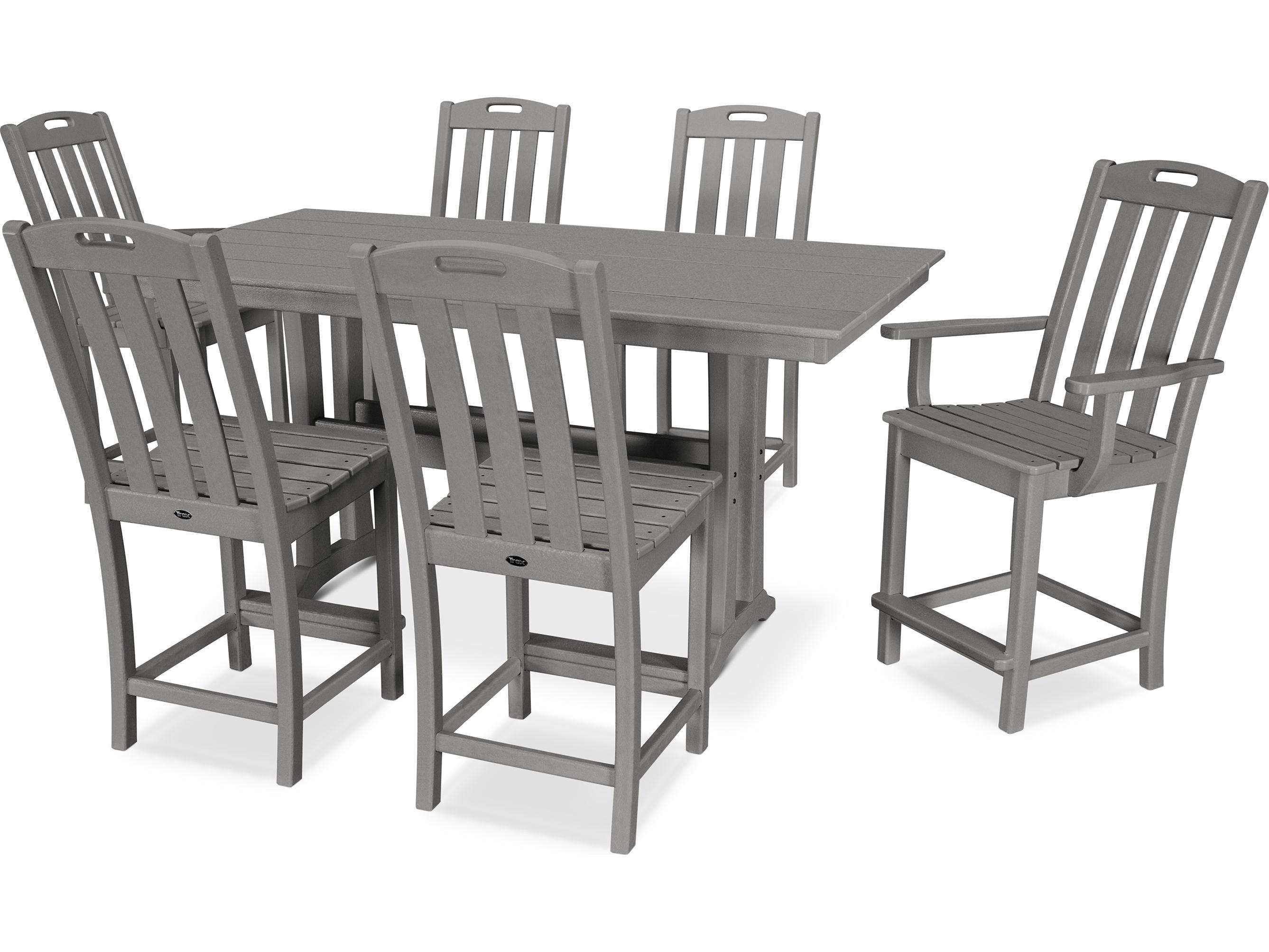 Trex® Outdoor Furniture™ Yacht Club Recycled Plastic 7 Piece Farmhouse Trestle Counter Set