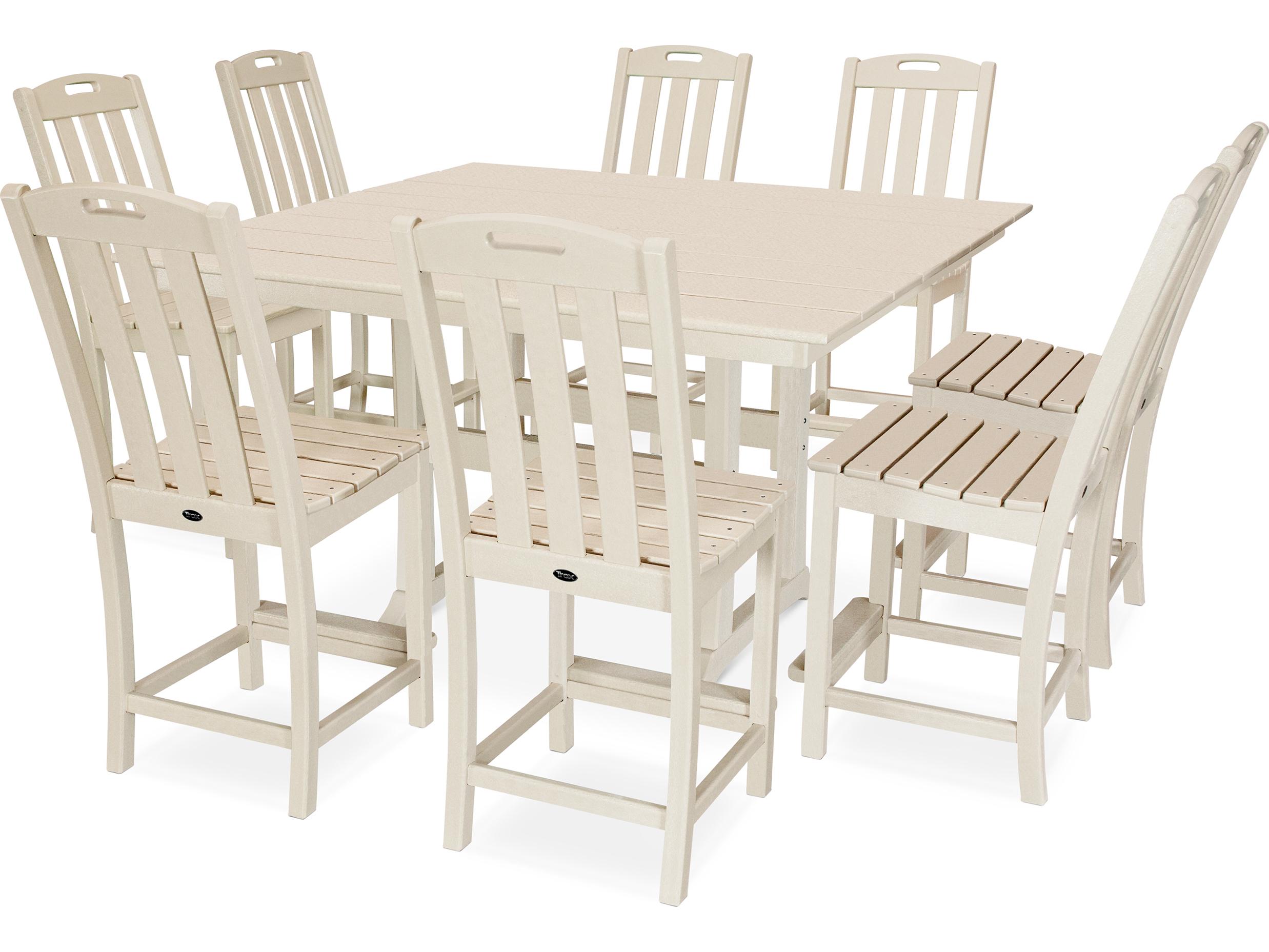 Trex® Outdoor Furniture™ Yacht Club Recycled Plastic 9 Piece Farmhouse Trestle Counter Set