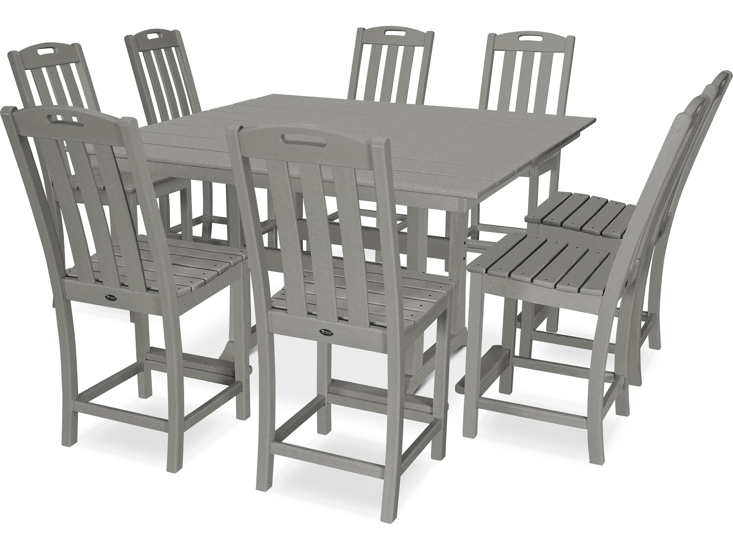 Trex® Outdoor Furniture™ Yacht Club Recycled Plastic 9 Piece Farmhouse Trestle Counter Set