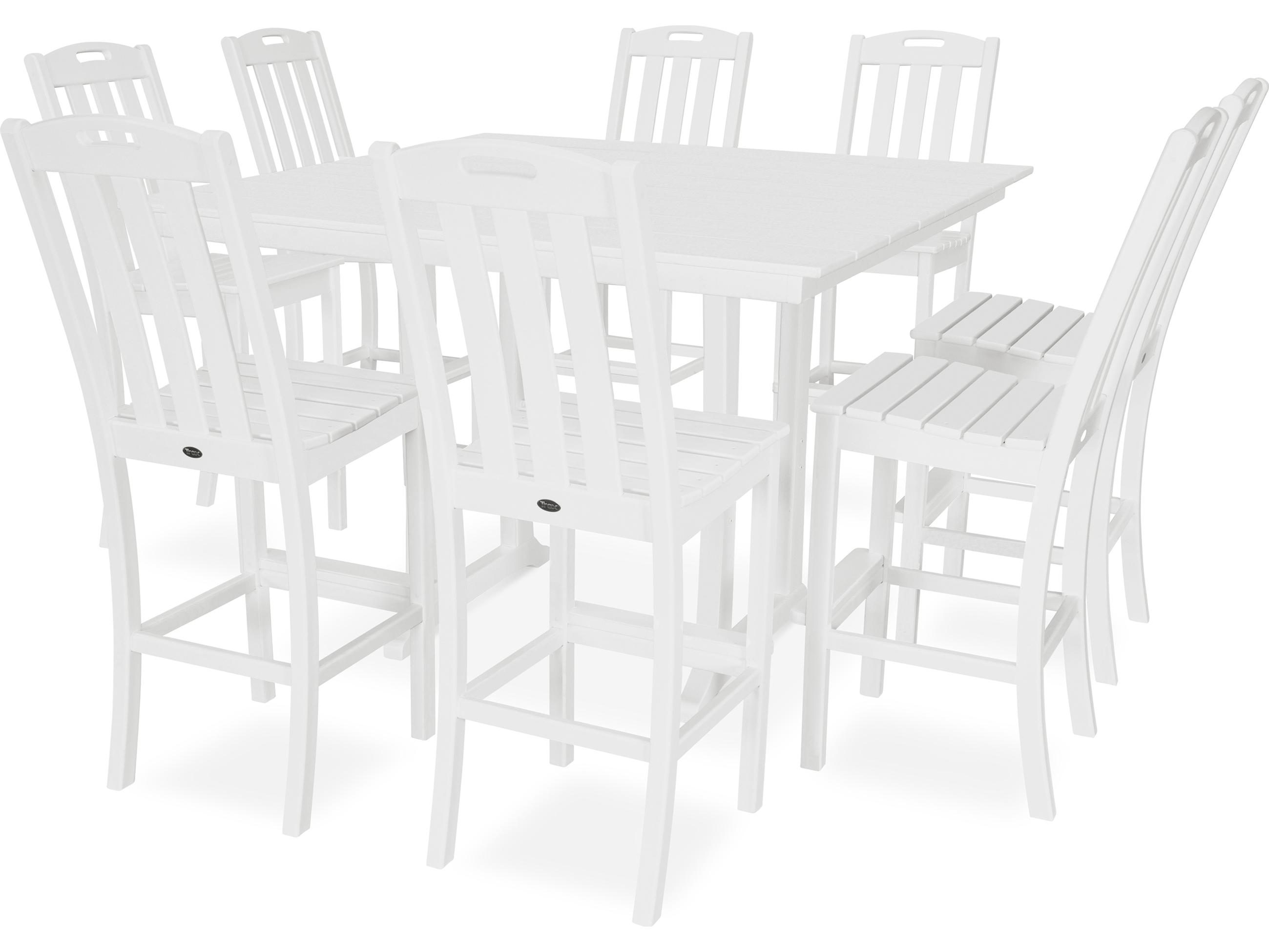 Trex® Outdoor Furniture™ Yacht Club Recycled Plastic 9 Piece Farmhouse Trestle Bar Set