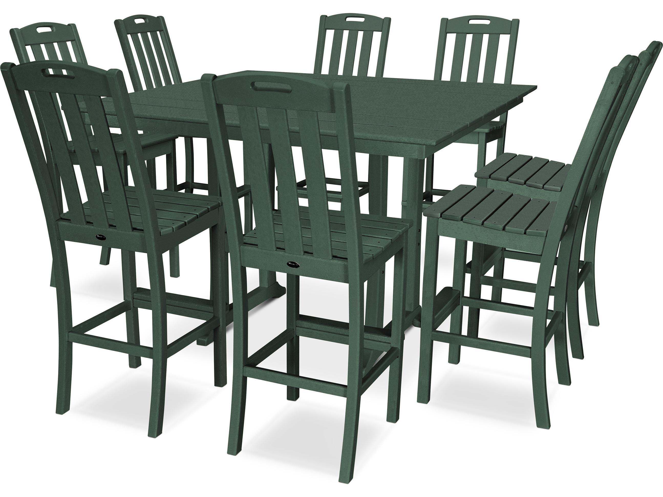 Trex® Outdoor Furniture™ Yacht Club Recycled Plastic 9 Piece Farmhouse Trestle Bar Set
