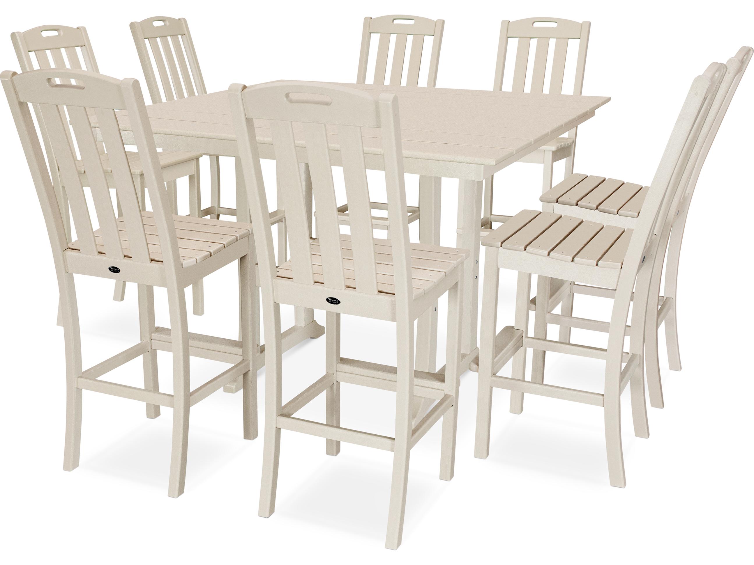 Trex® Outdoor Furniture™ Yacht Club Recycled Plastic 9 Piece Farmhouse Trestle Bar Set