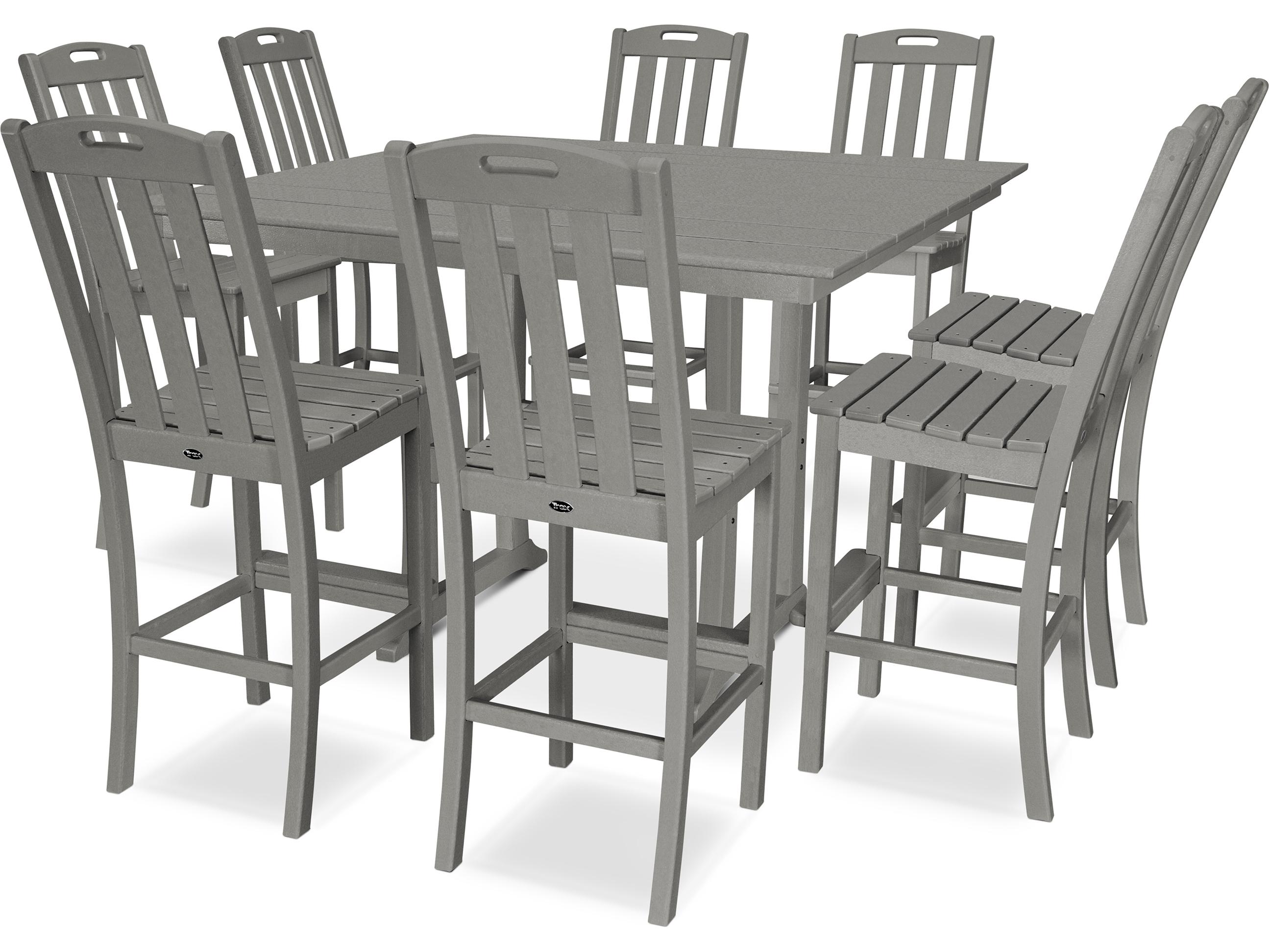 Trex® Outdoor Furniture™ Yacht Club Recycled Plastic 9 Piece Farmhouse Trestle Bar Set