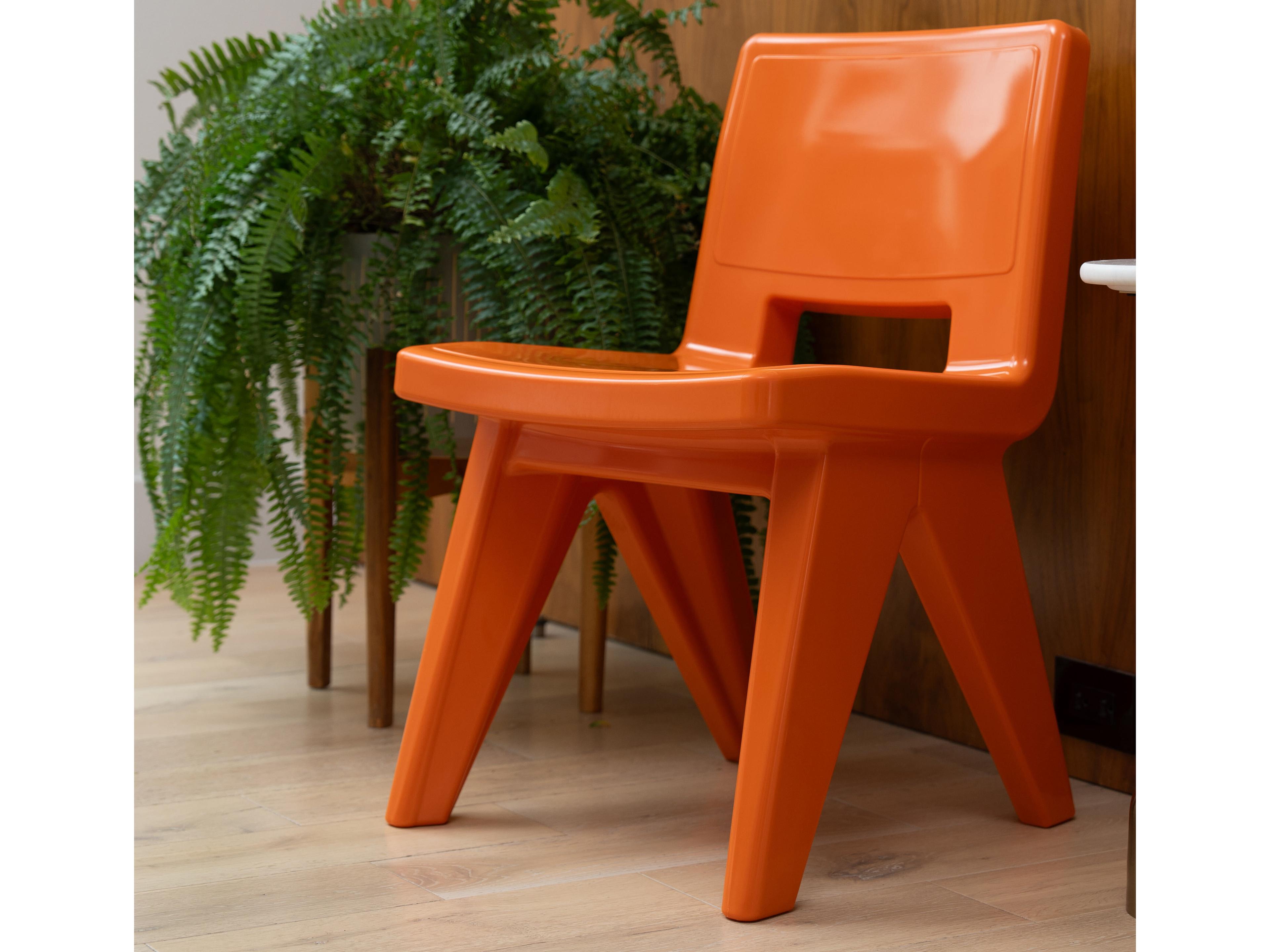 Tupelo Goods Fresco Marine Grade Polyethylene Lounge Chair in Vintage Orange