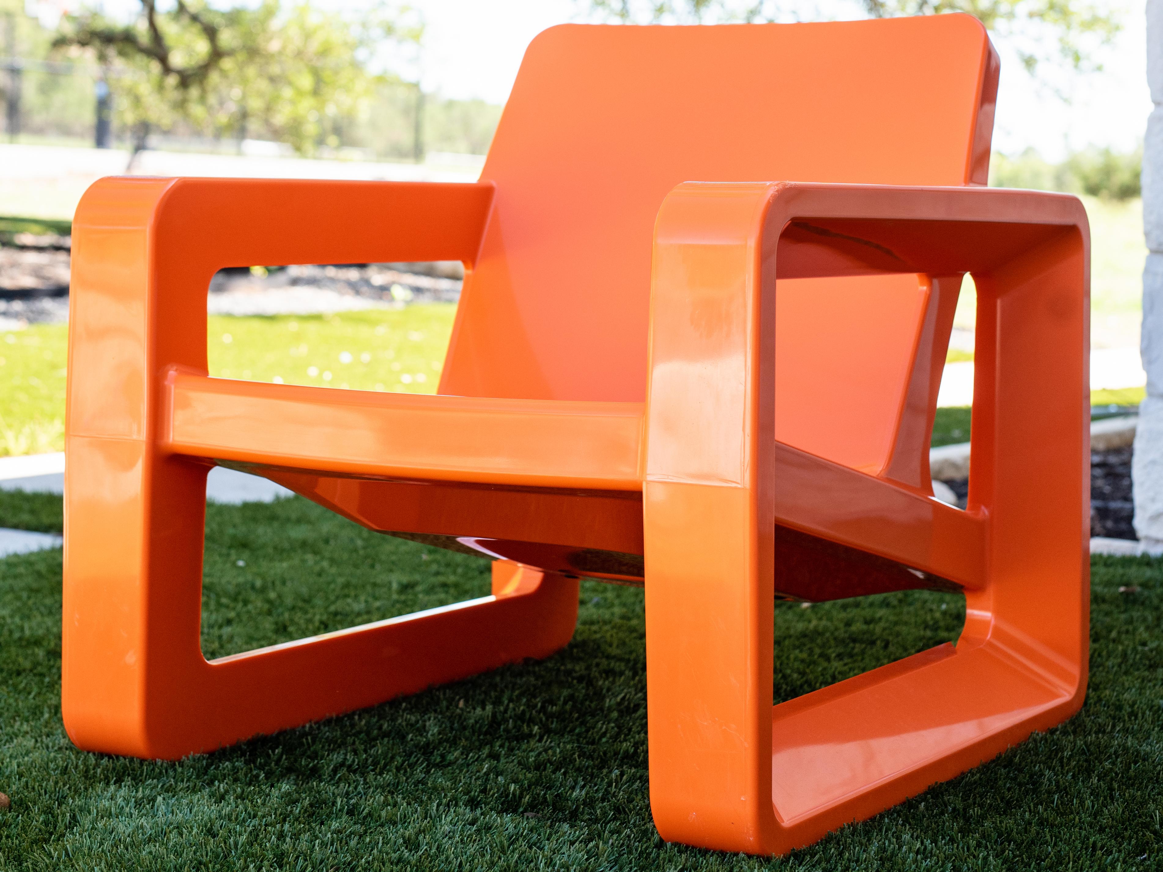 Tupelo Goods Deck Marine Grade Polyethylene Lounge Chair in Vintage Orange