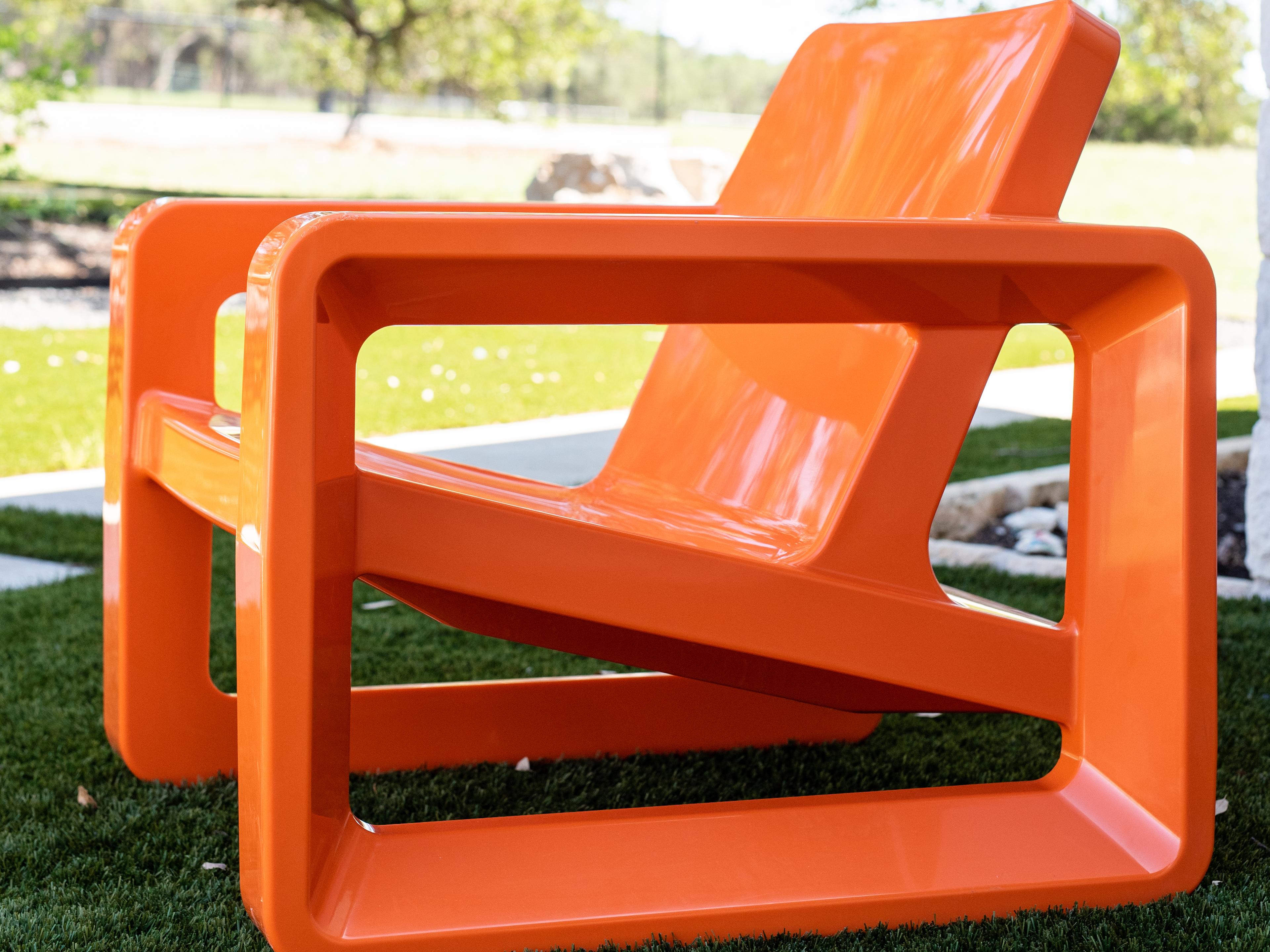 Tupelo Goods Deck Marine Grade Polyethylene Lounge Chair in Vintage Orange