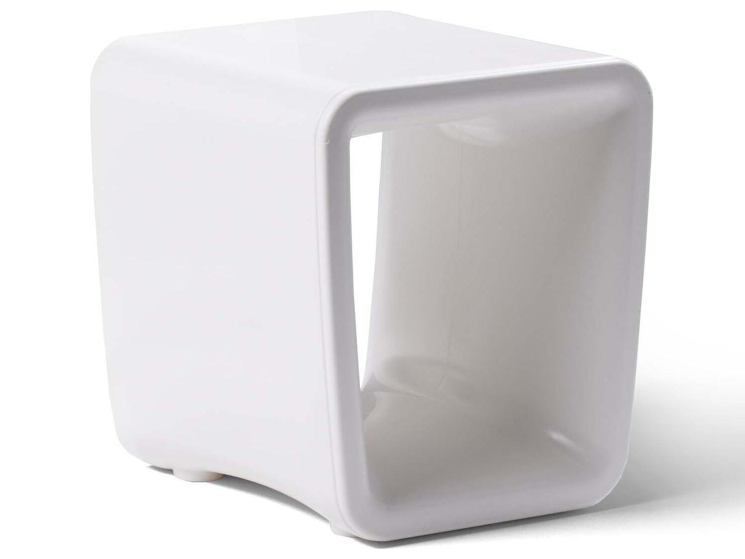 Tupelo Goods Loop Marine Grade Polyethylene Square End Table in Highcloud White