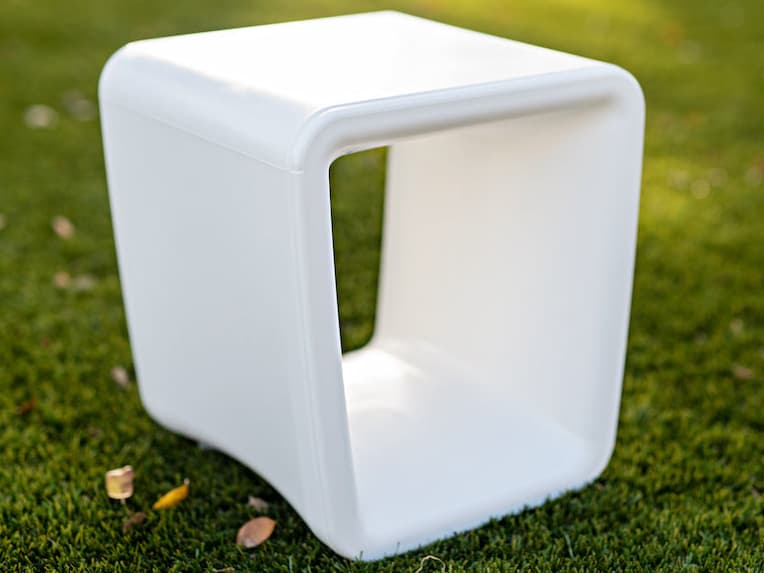 Tupelo Goods Loop Marine Grade Polyethylene Square End Table in Highcloud White