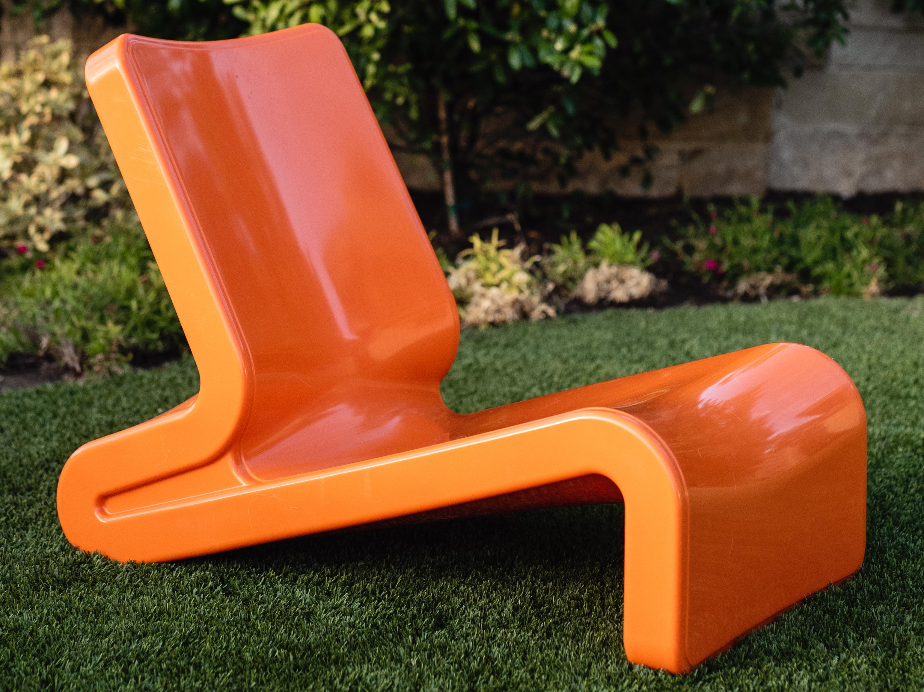 Tupelo Goods Line Marine Grade Polyethylene Lounge Chair in Vintage Orange
