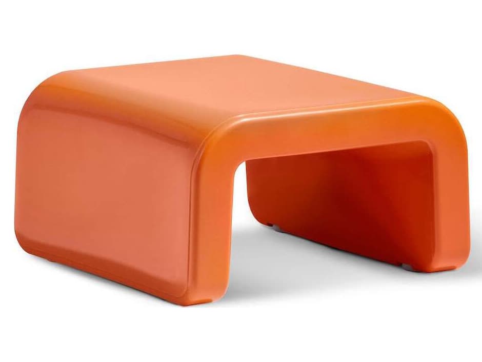 Tupelo Goods Line Marine Grade Polyethylene Ottoman in Vintage Orange