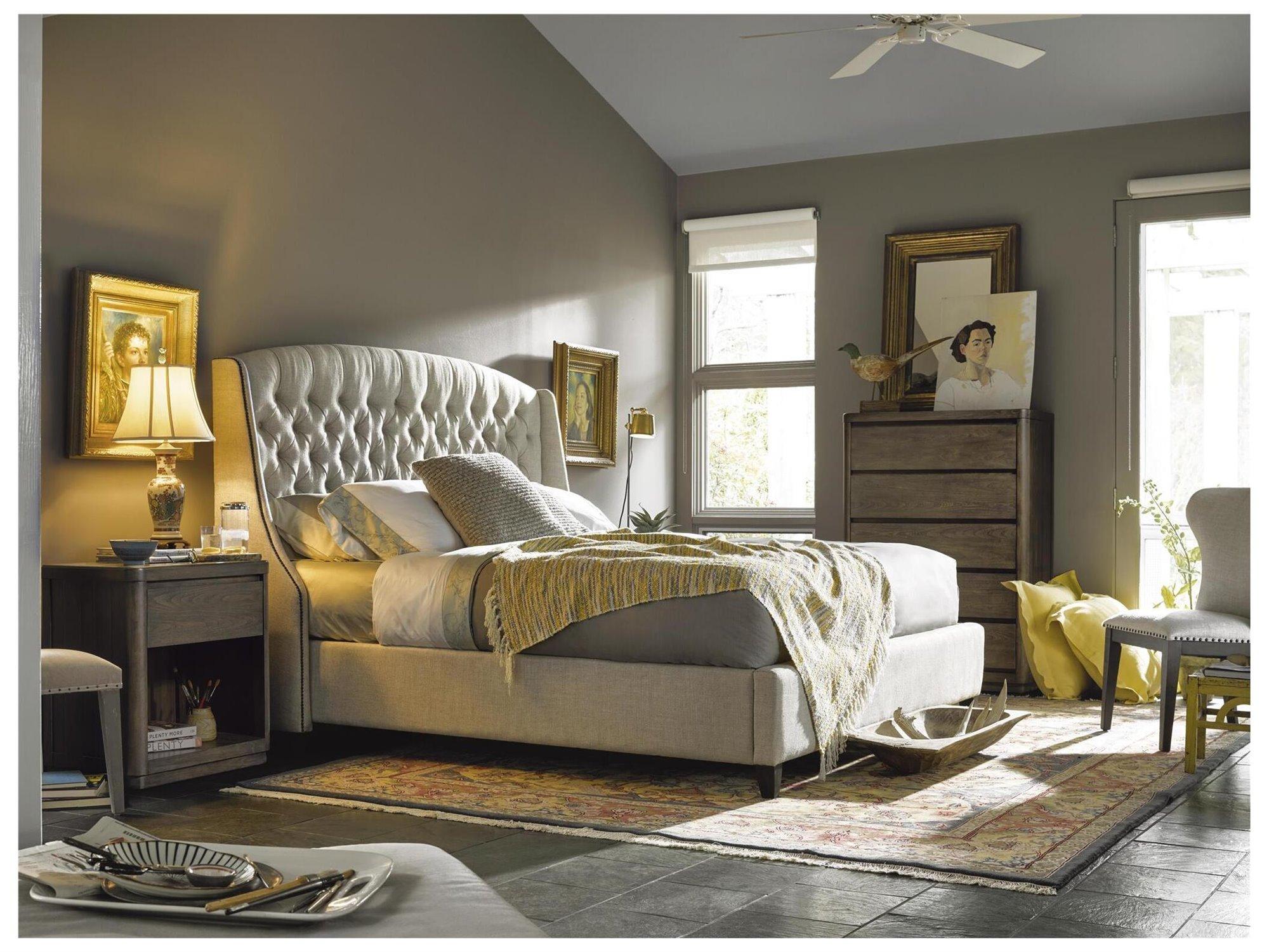 Universal Furniture Halston Bed White Upholstered King Panel