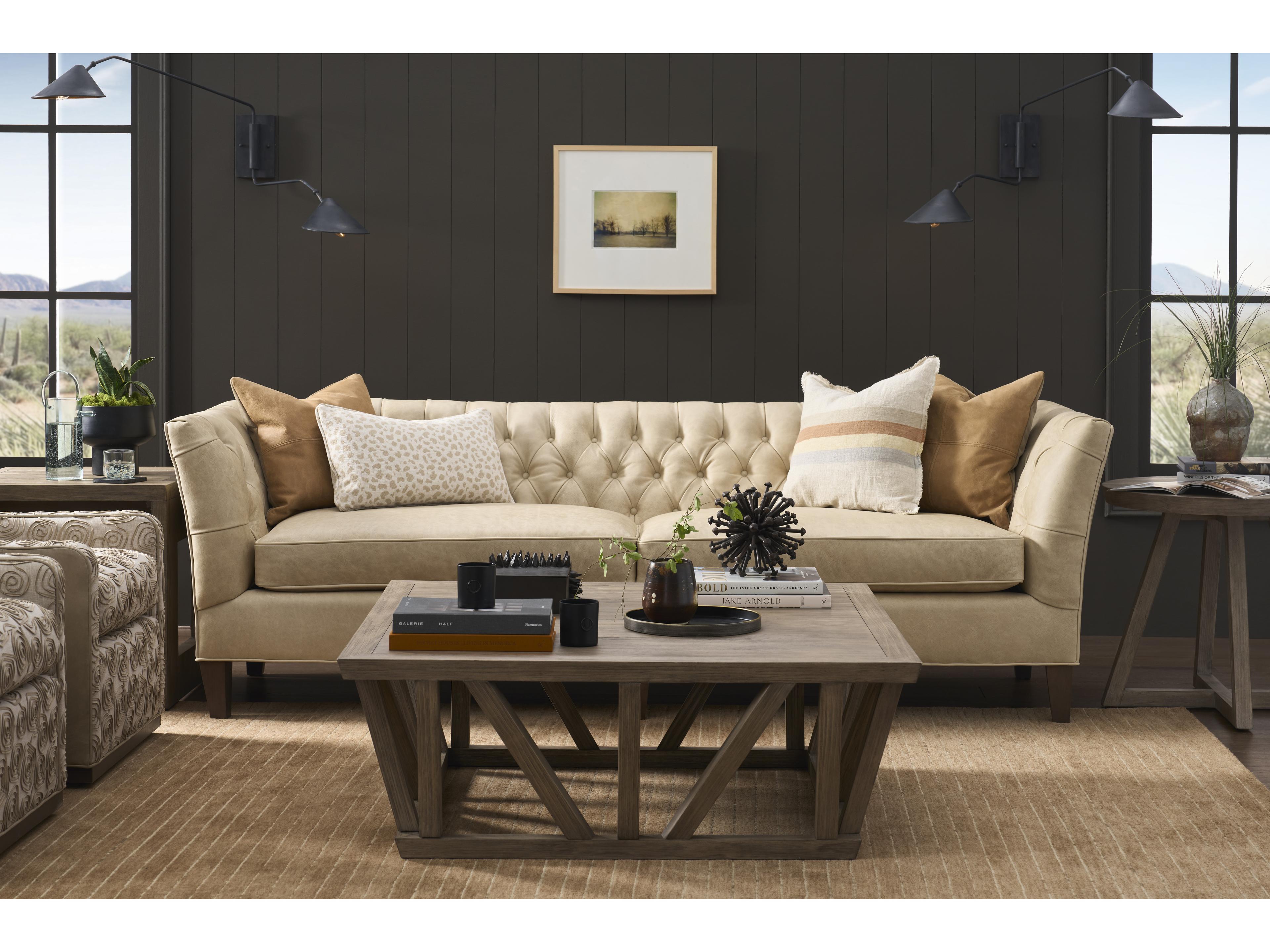 Universal Furniture Leather -duncan Beige Upholstered Sofa
