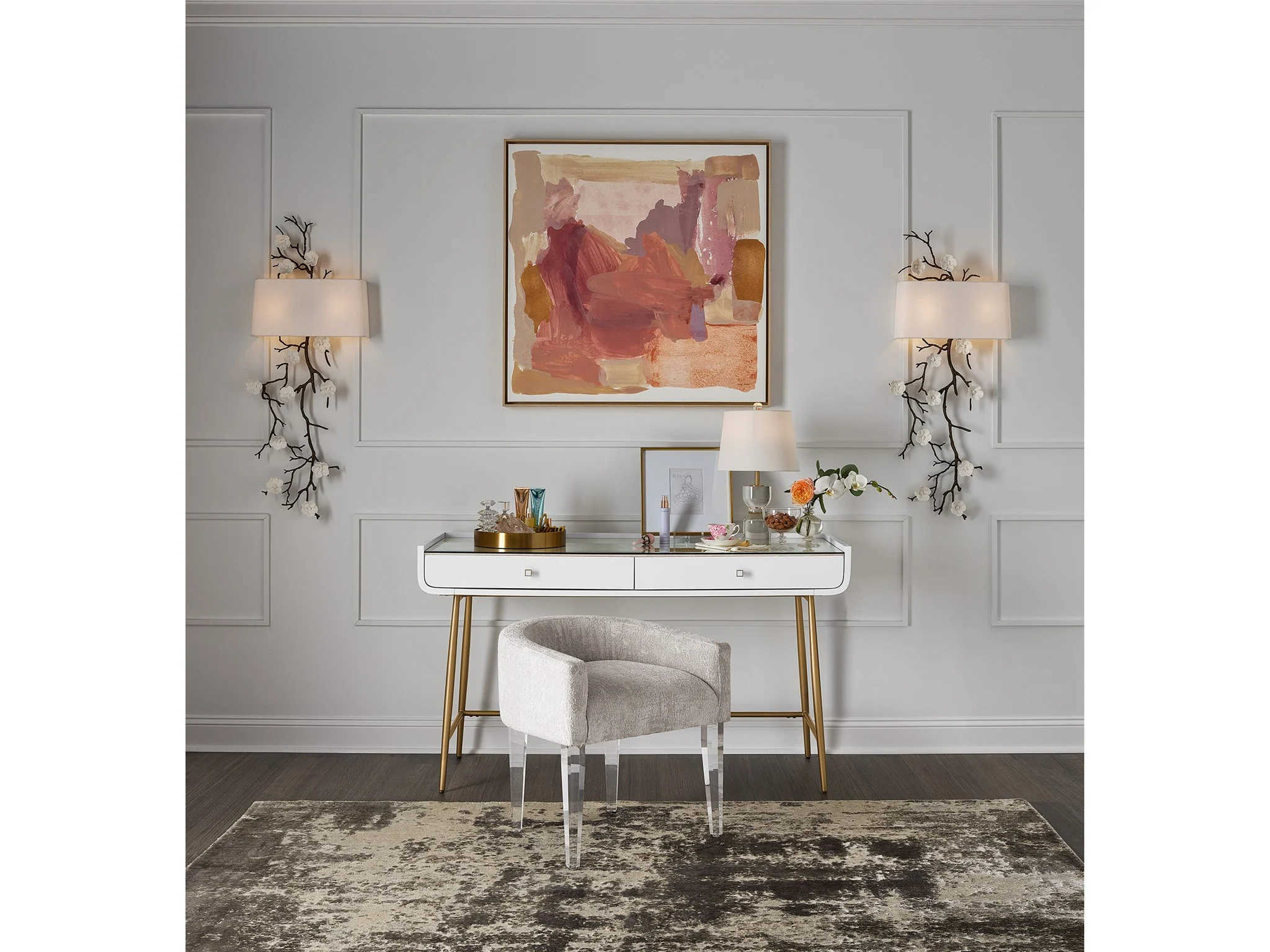 Universal Furniture Miranda Kerr Love Joy Bliss Vanity Beige Fabric Accent Chair