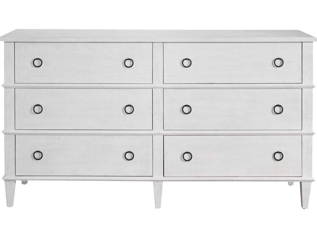 Universal Furniture Modern Farmhouse 6-Drawers White Oak Wood Double Dresser