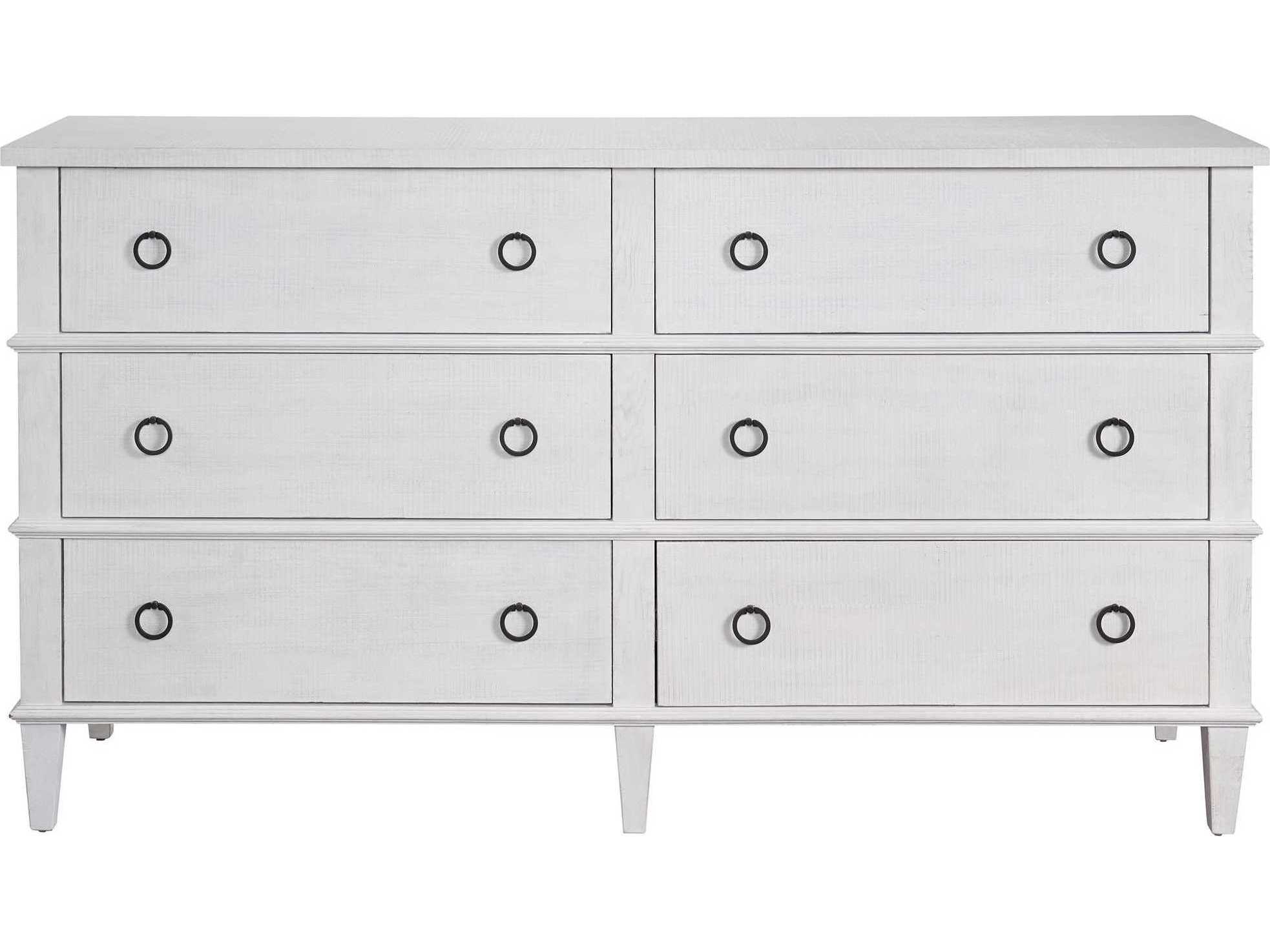 Universal Furniture Modern Farmhouse 6-Drawers White Oak Wood Double Dresser