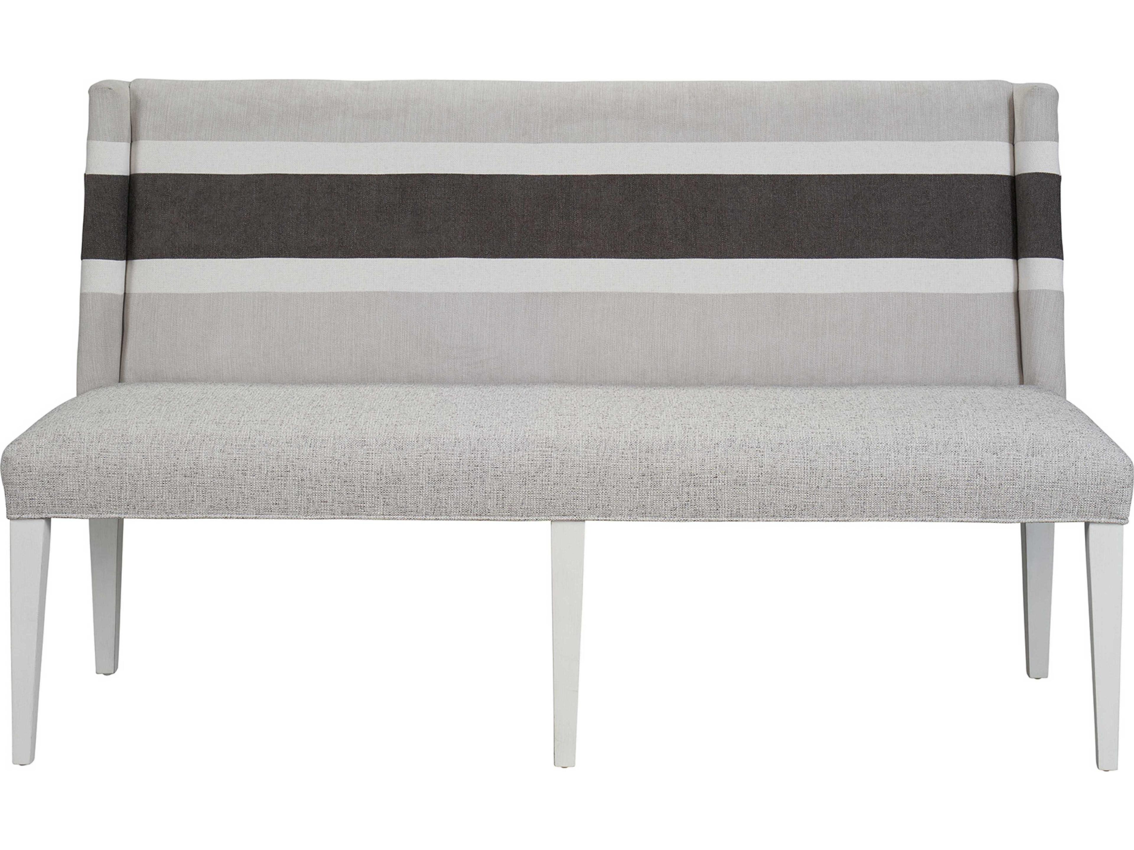 Universal Furniture Modern Farmhouse Coconut Metal Picket Fence Gray Upholstered Accent Bench