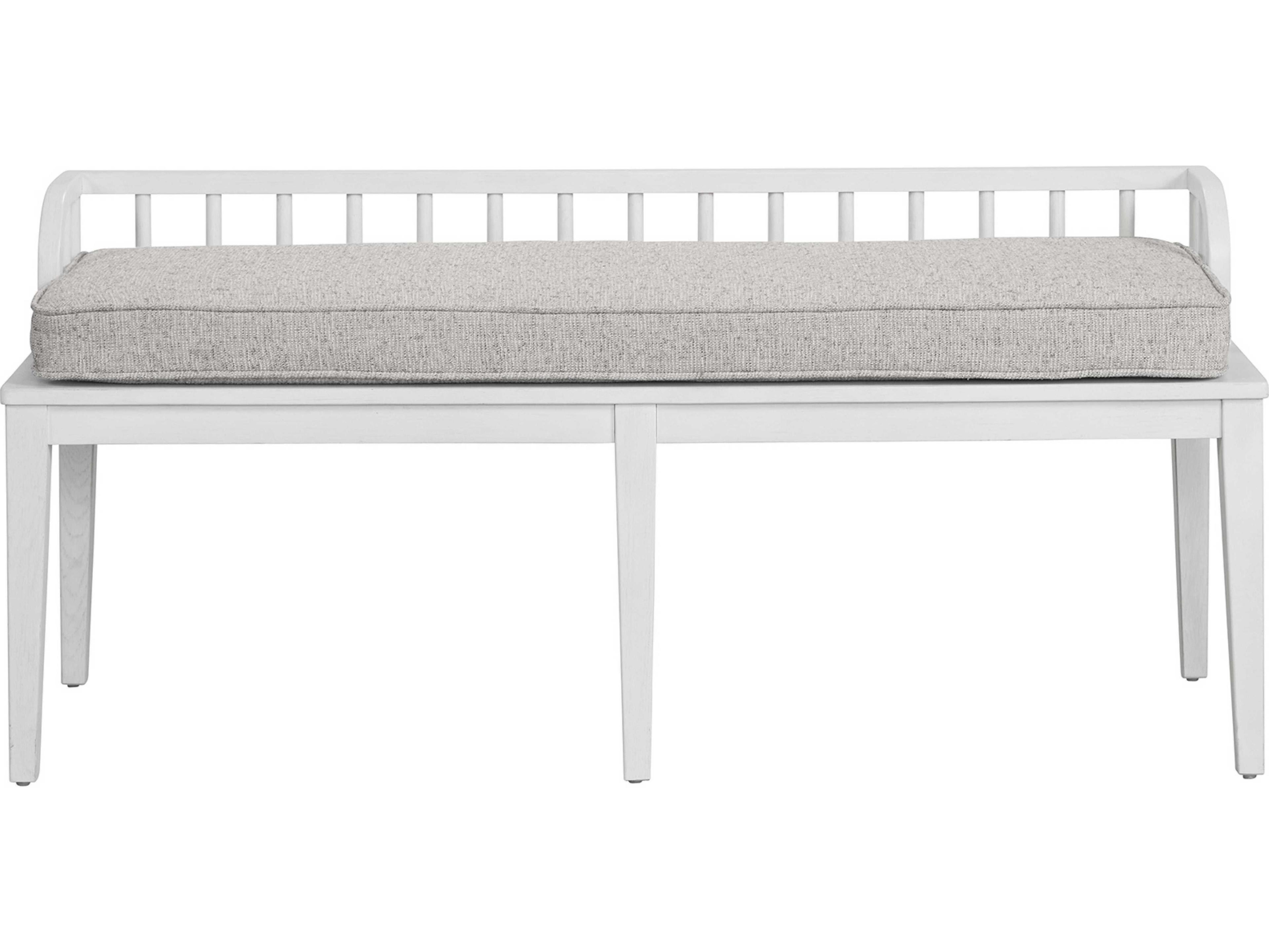 Universal Furniture Modern Farmhouse Coconut Metal Picket Fence White Upholstered Accent Bench