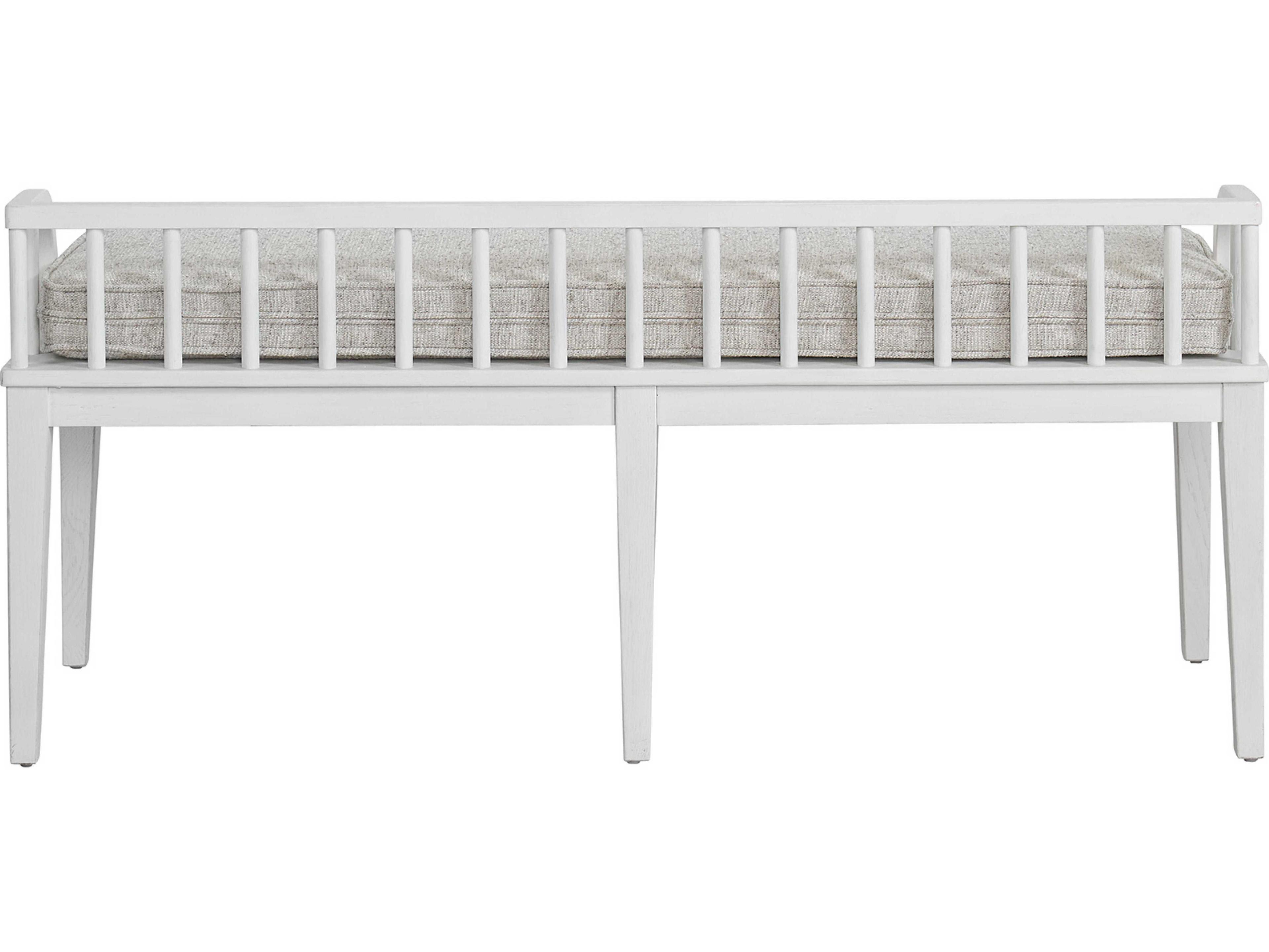 Universal Furniture Modern Farmhouse Coconut Metal Picket Fence White Upholstered Accent Bench