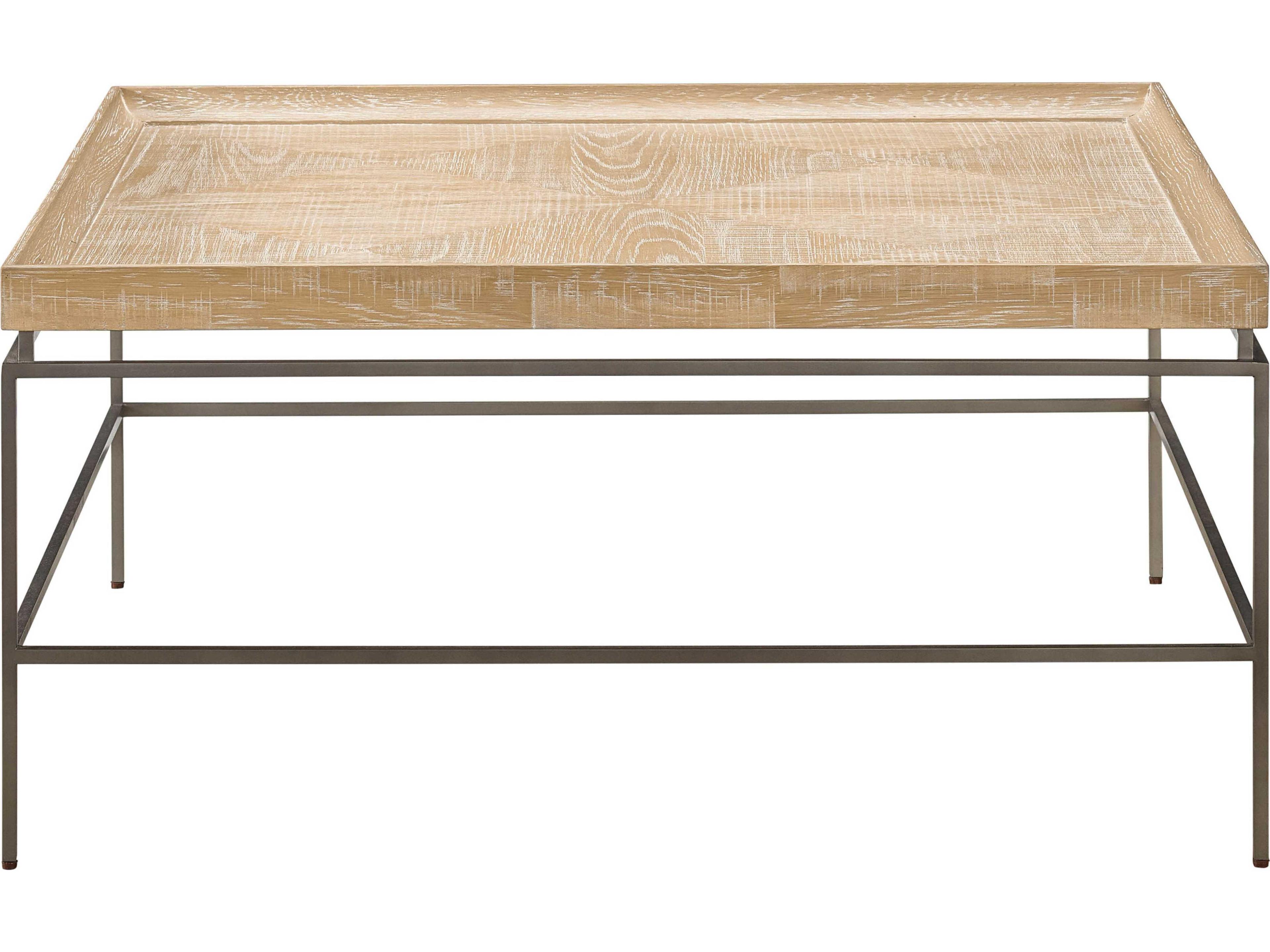 Universal Furniture Modern Farmhouse Galen Square Wood Rustic Natural Oak Cocktail Table