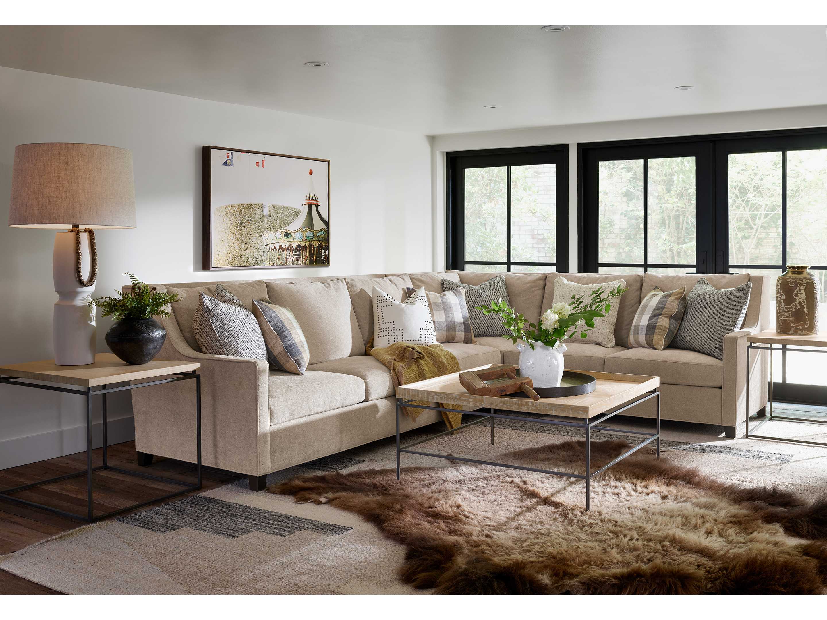 Universal Furniture Modern Farmhouse Galen Square Wood Rustic Natural Oak Cocktail Table