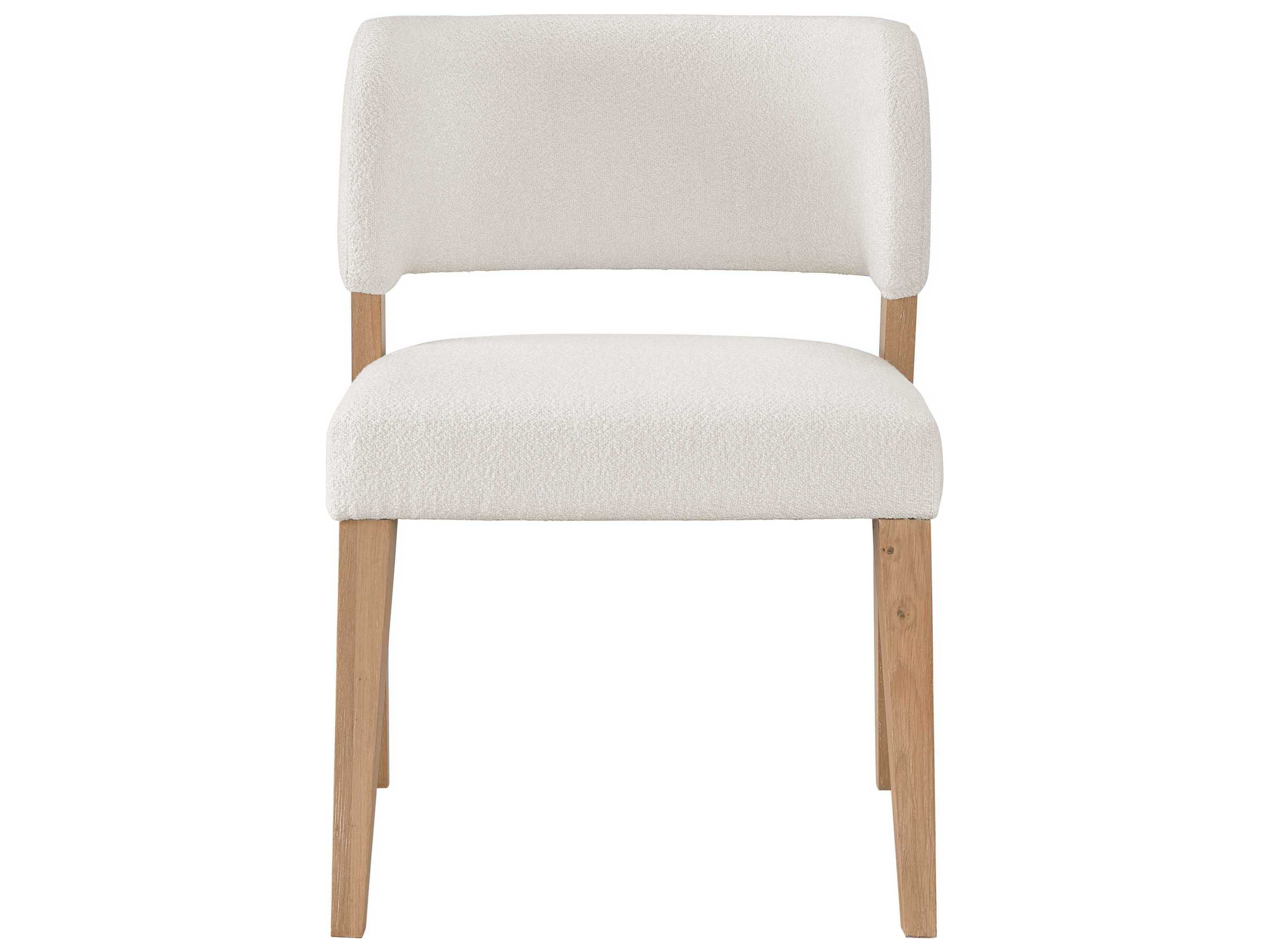Universal Furniture Nomad Prier Oak Wood White Upholstered Side Dining Chair