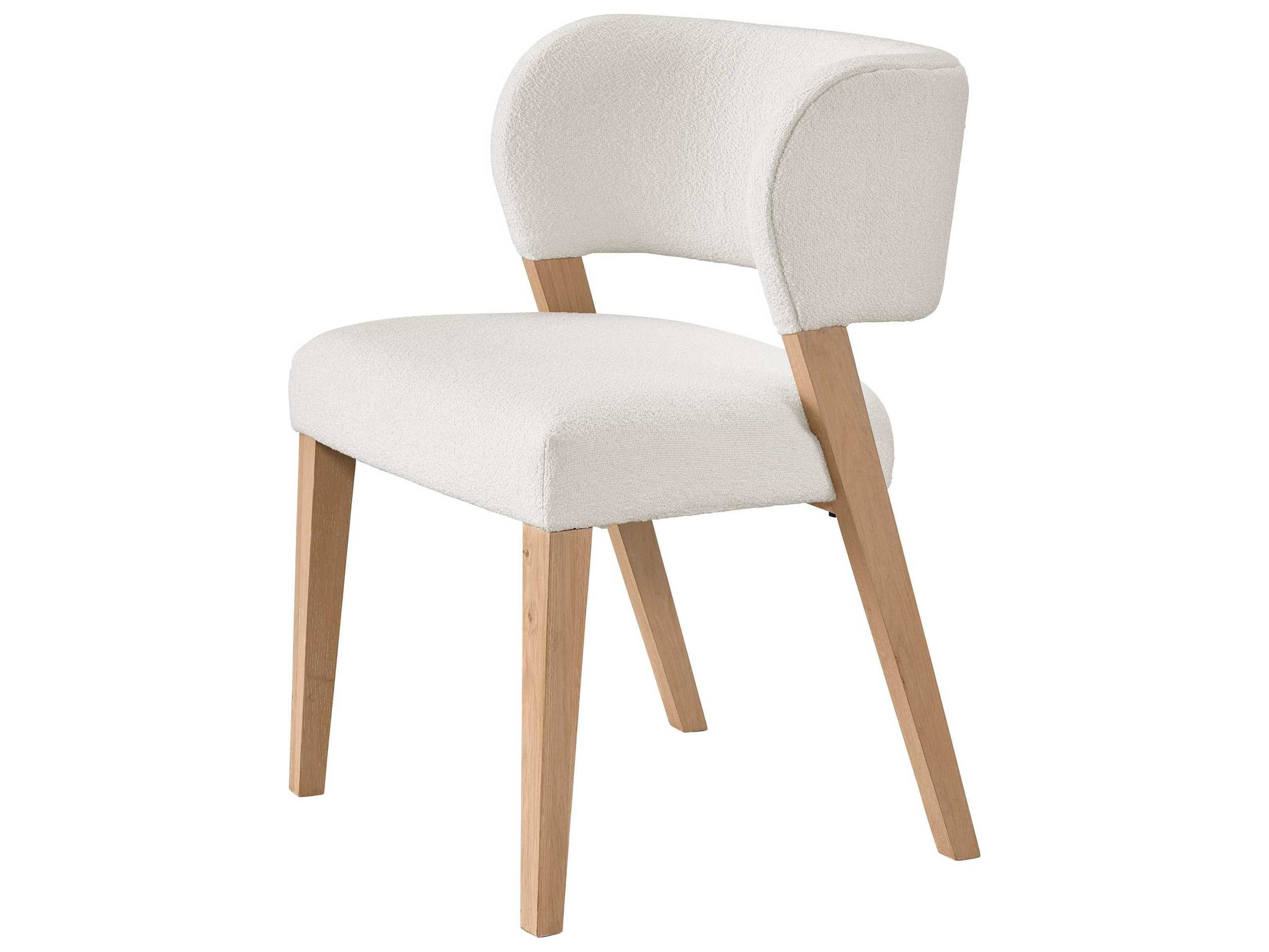 Universal Furniture Nomad Prier Oak Wood White Upholstered Side Dining Chair