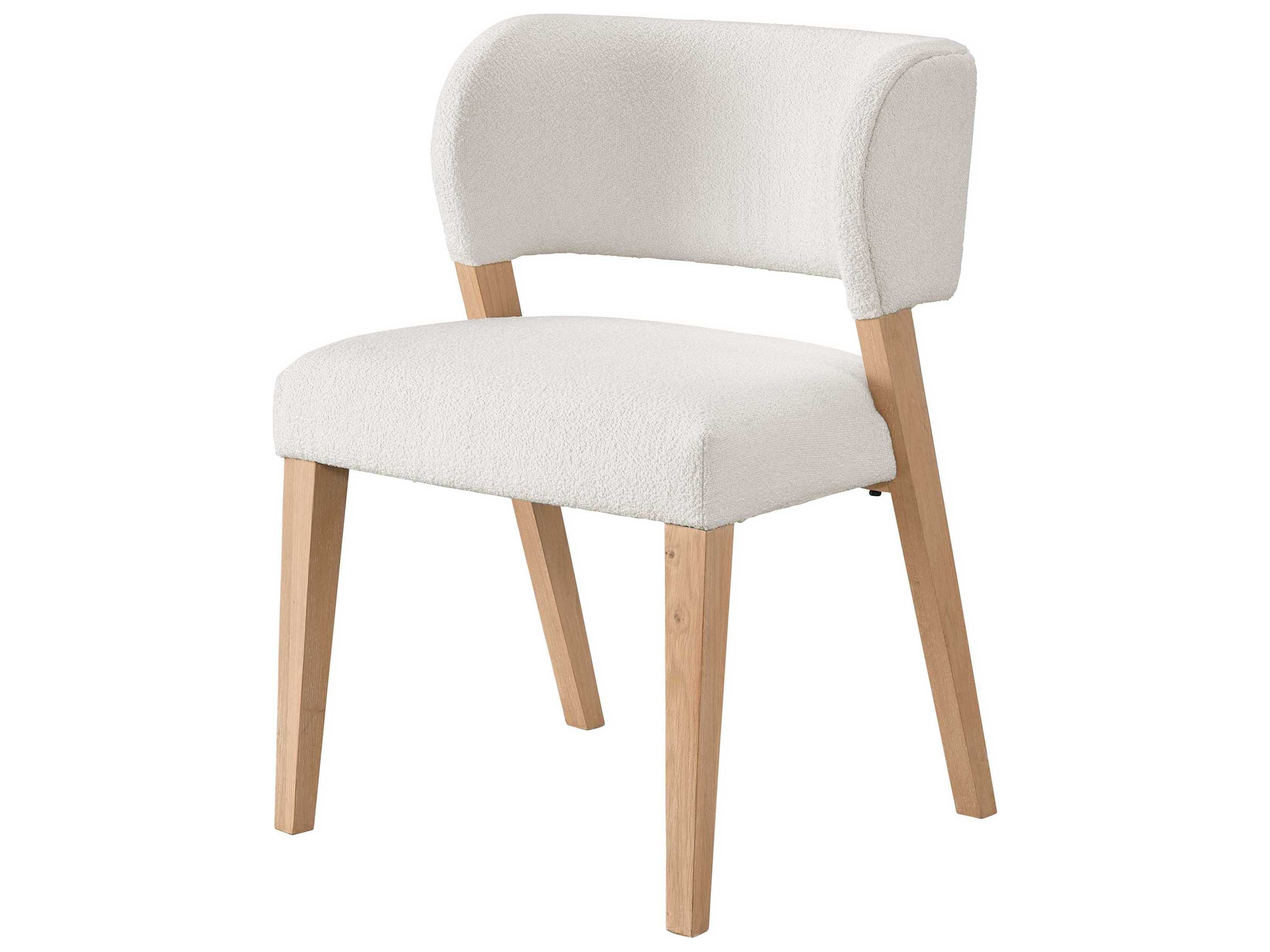 Universal Furniture Nomad Prier Oak Wood White Upholstered Side Dining Chair