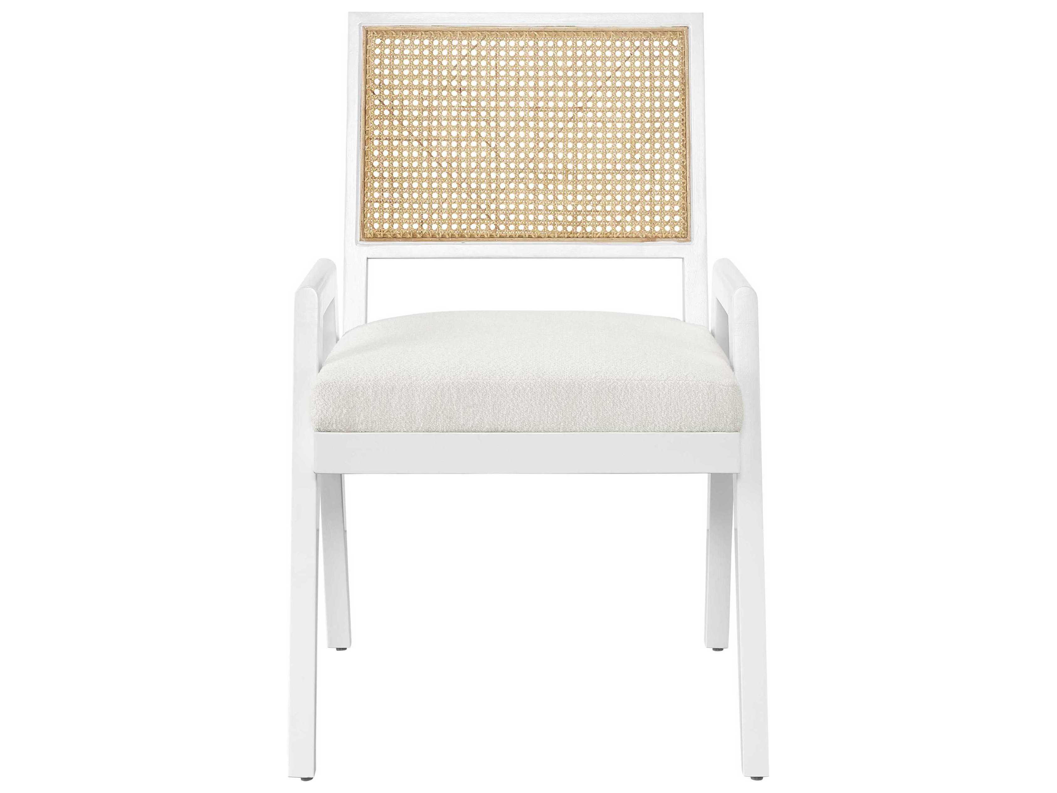 Universal Furniture Nomad Sonora Solid Wood White Upholstered Arm Dining Chair
