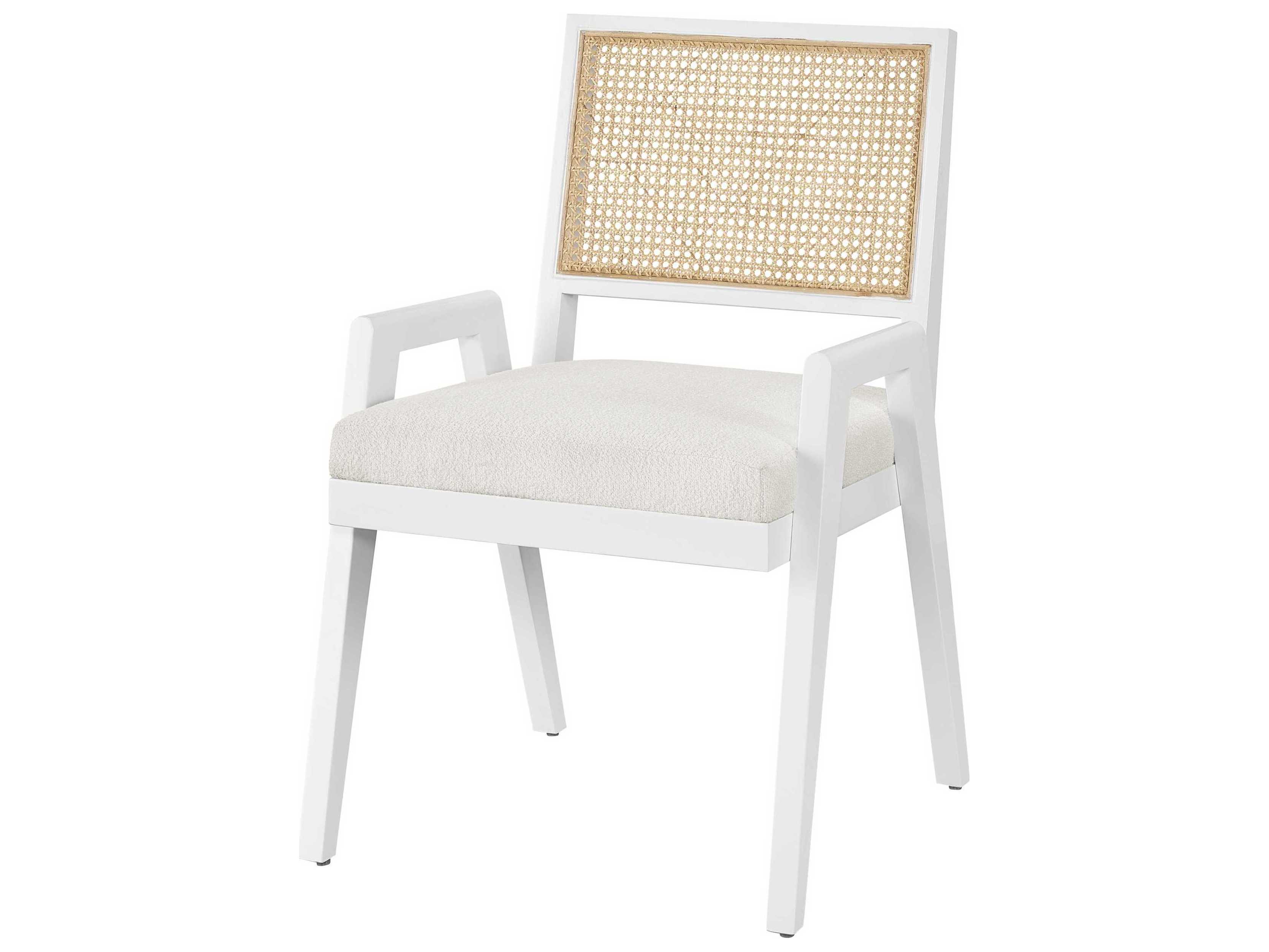 Universal Furniture Nomad Sonora Solid Wood White Upholstered Arm Dining Chair