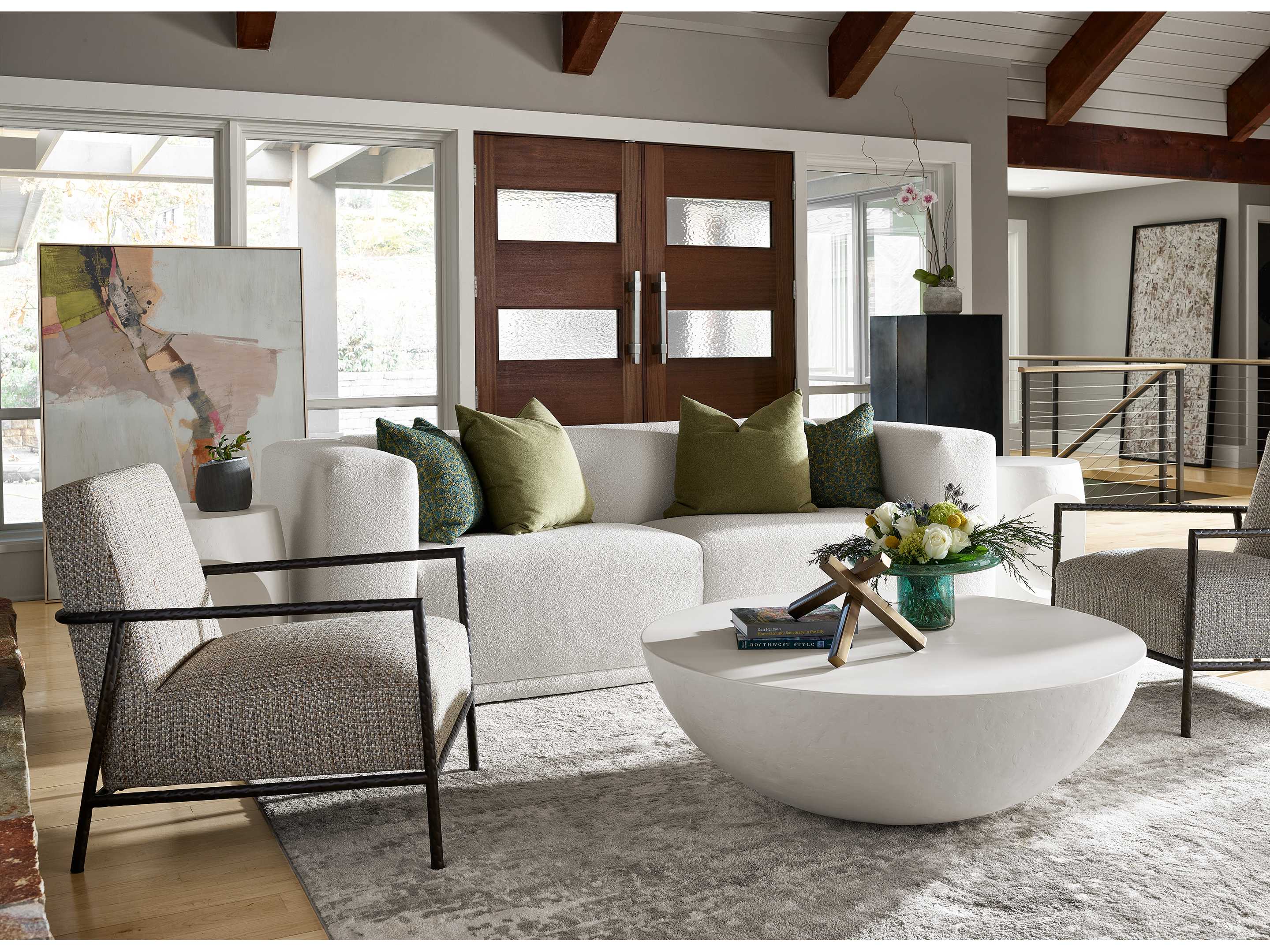 Universal Furniture Nomad Everdin Round Wood Abaco White Cocktail Table