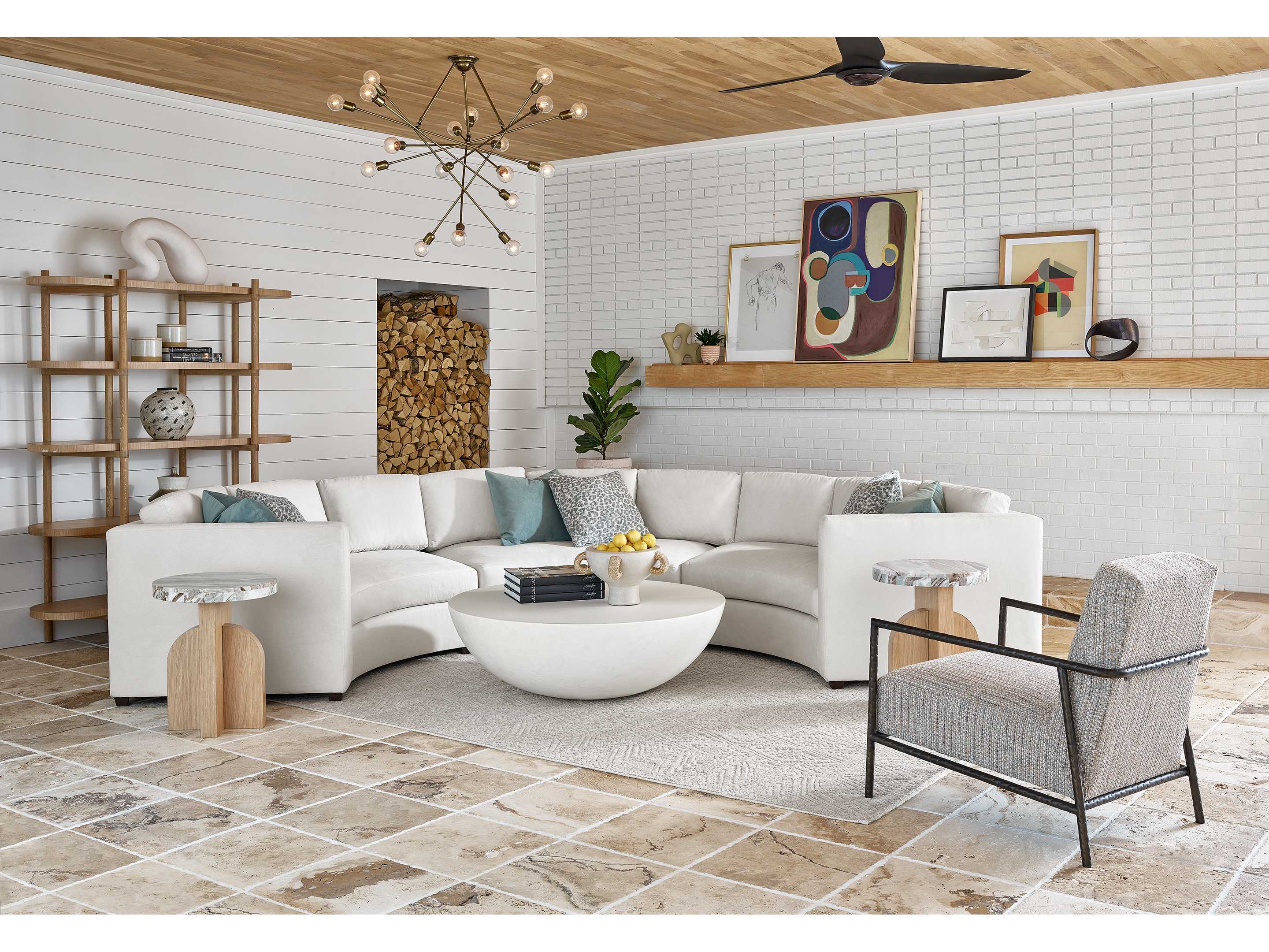 Universal Furniture Nomad Everdin Round Wood Abaco White Cocktail Table