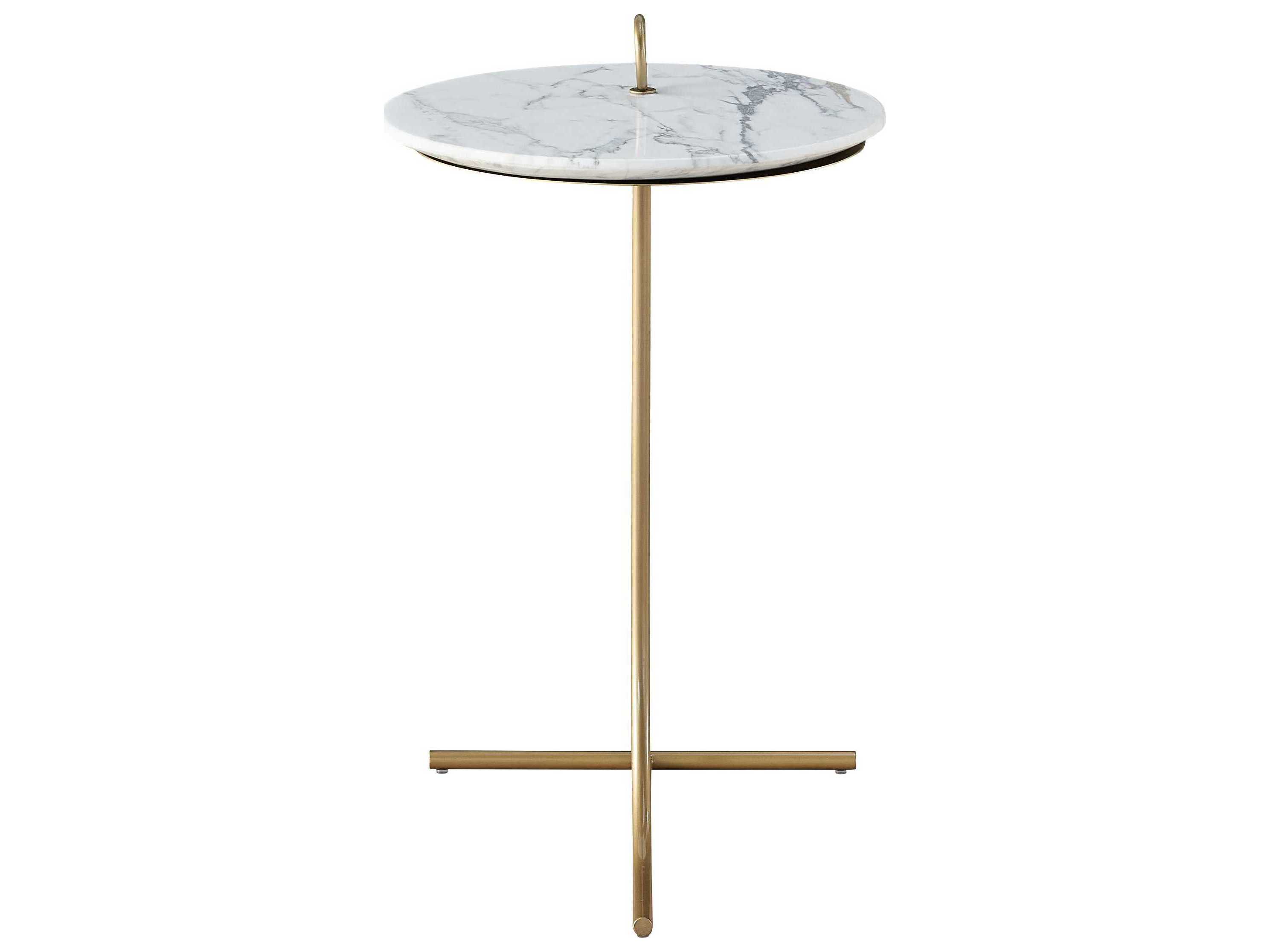 Universal Furniture Tranquility Round Carrara Stone Soft Gold End Table