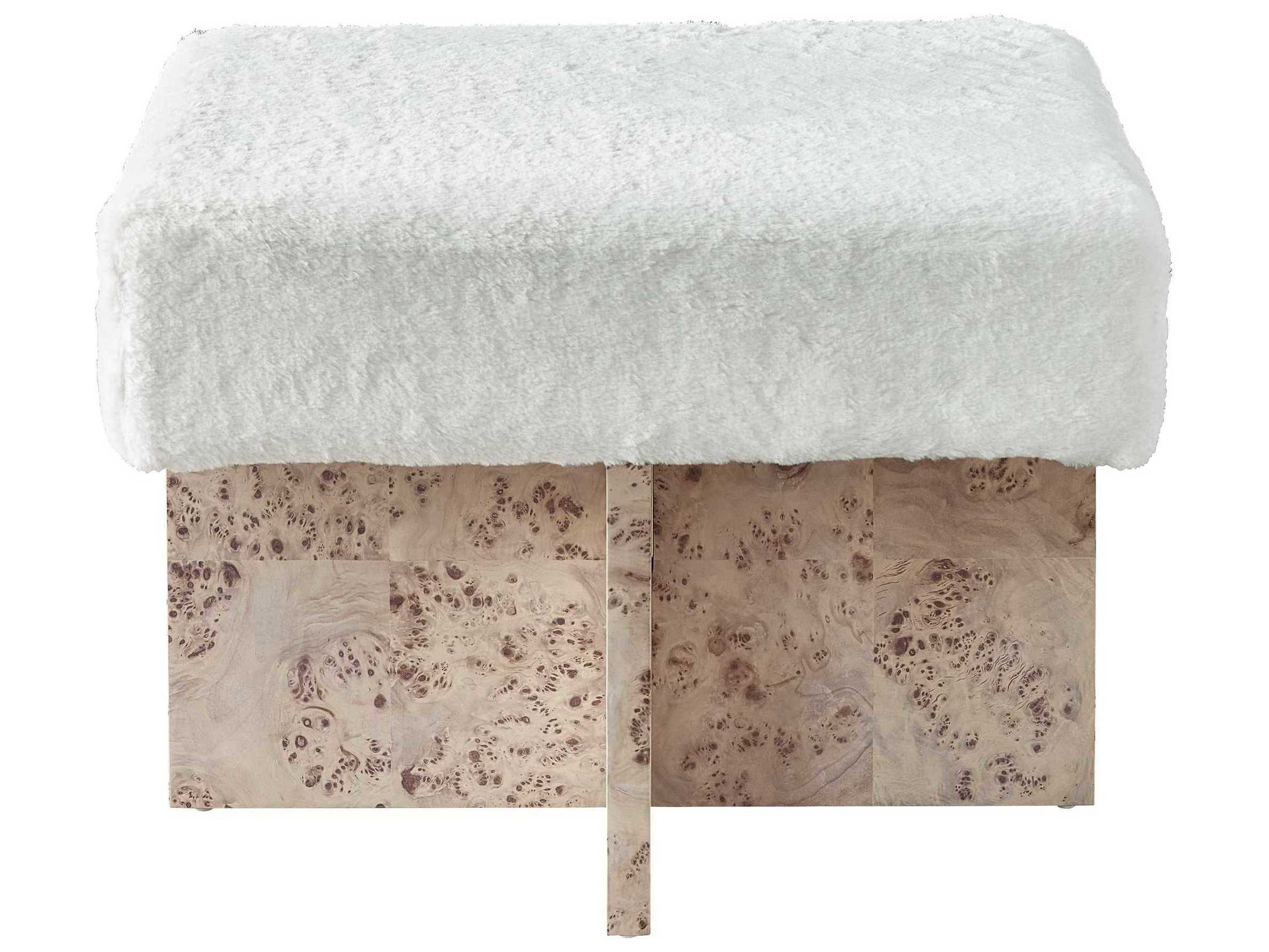 Universal Furniture Tranquility Mappa Burl White Upholstered Accent Bench