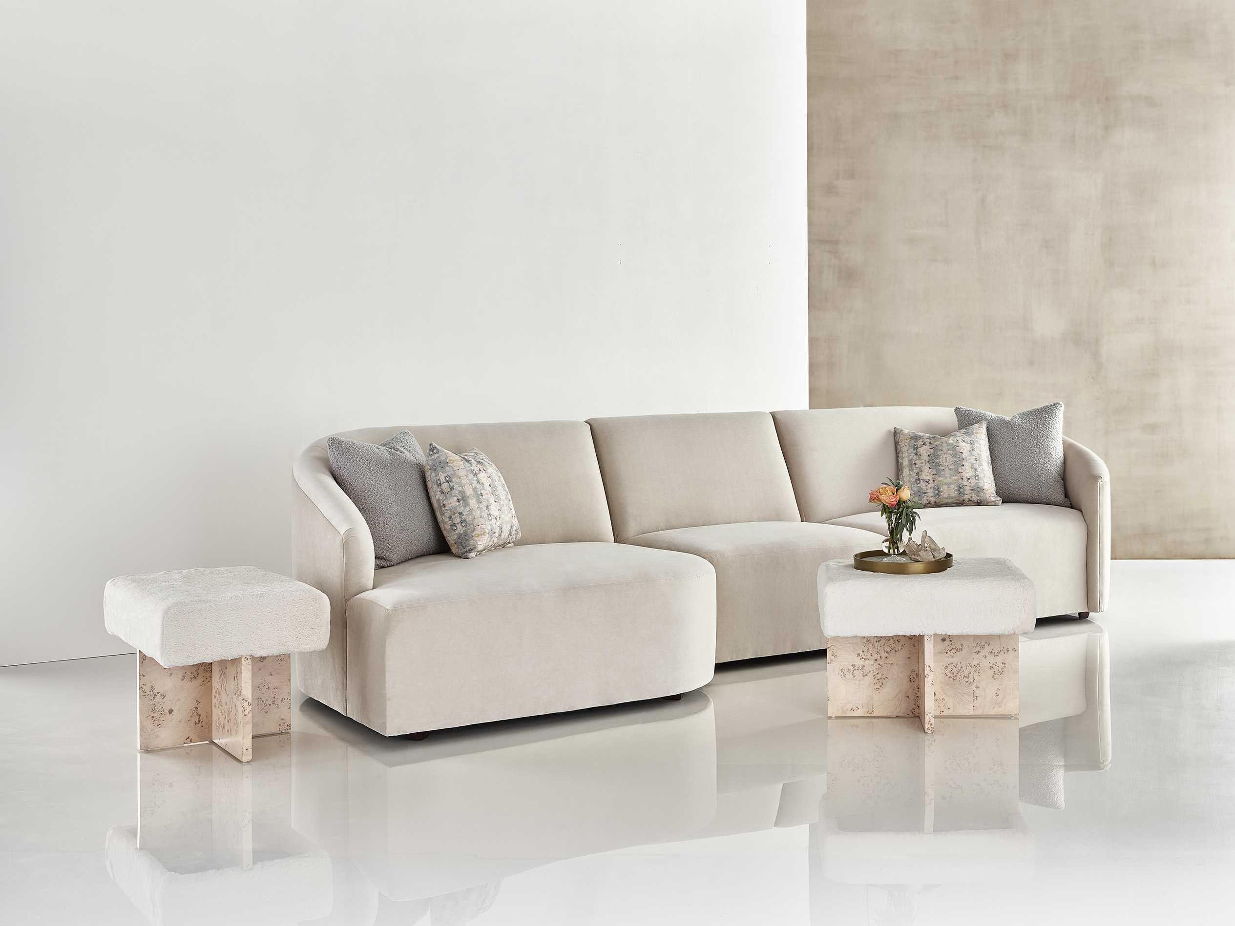 Universal Furniture Tranquility Mappa Burl White Upholstered Accent Bench