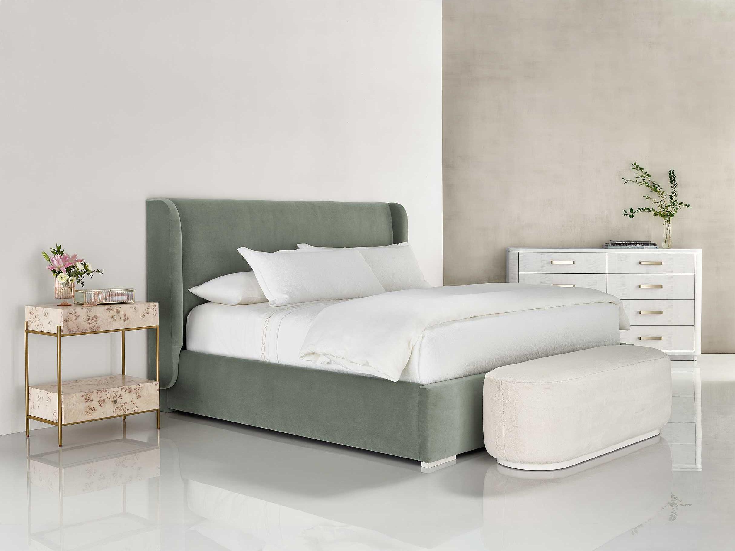 Universal Furniture Tranquility Glacier White Upholstered Accent Bench