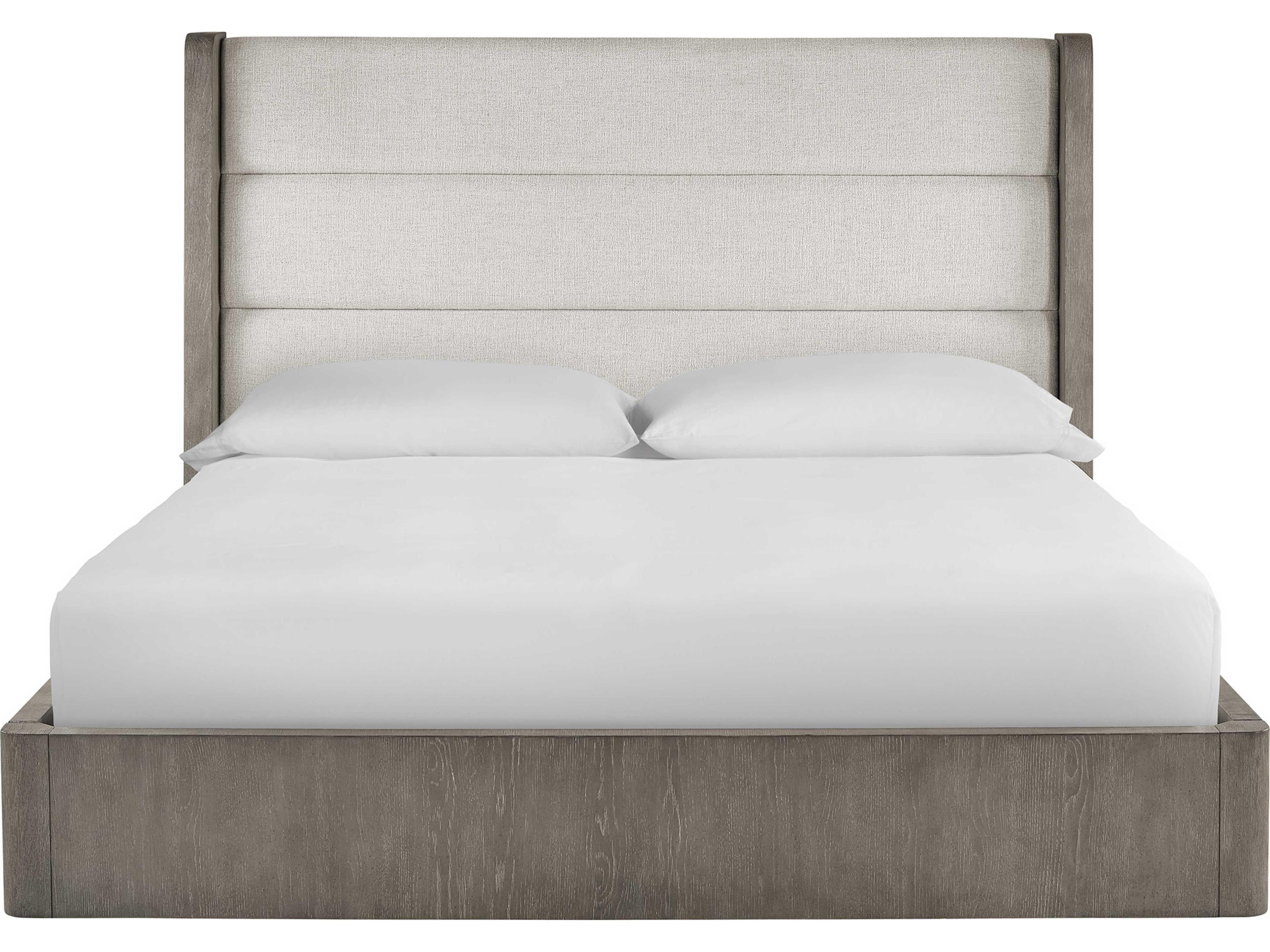 Universal Furniture Erinn V. x Universal Morada Weathered Oak Brown Wood Upholstered King Panel Bed