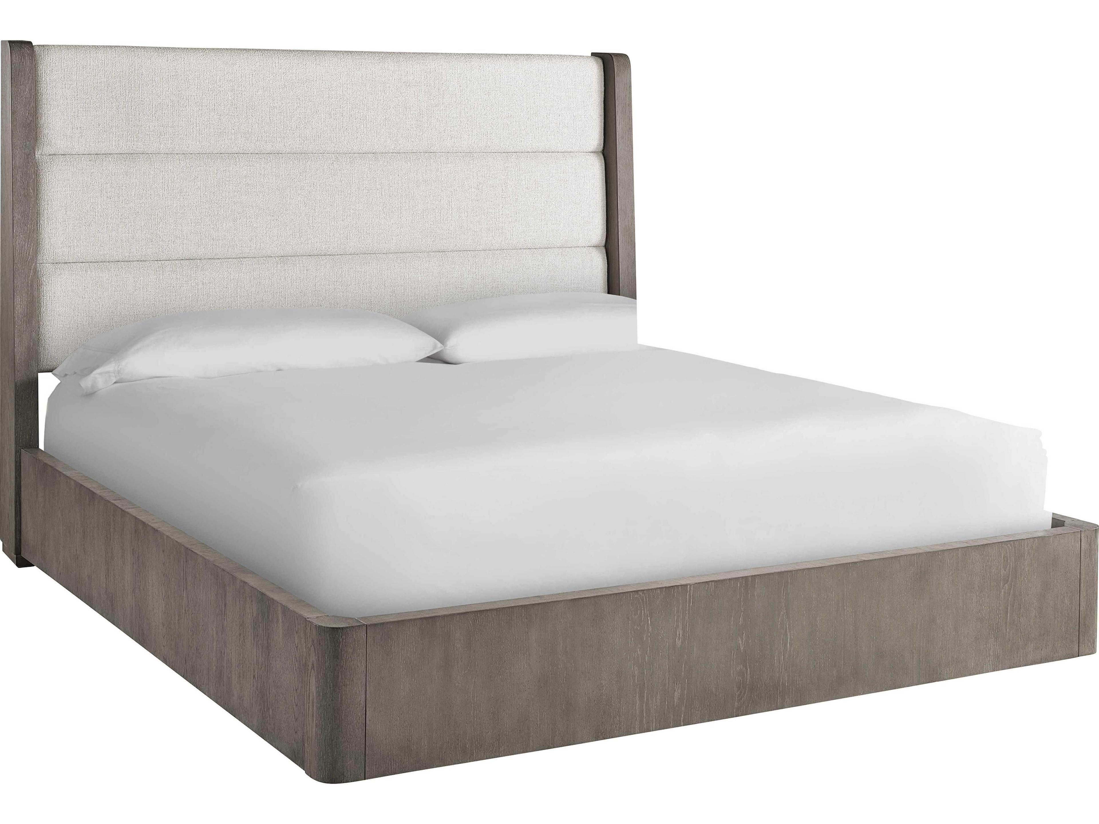 Universal Furniture Erinn V. x Universal Morada Weathered Oak Brown Wood Upholstered King Panel Bed